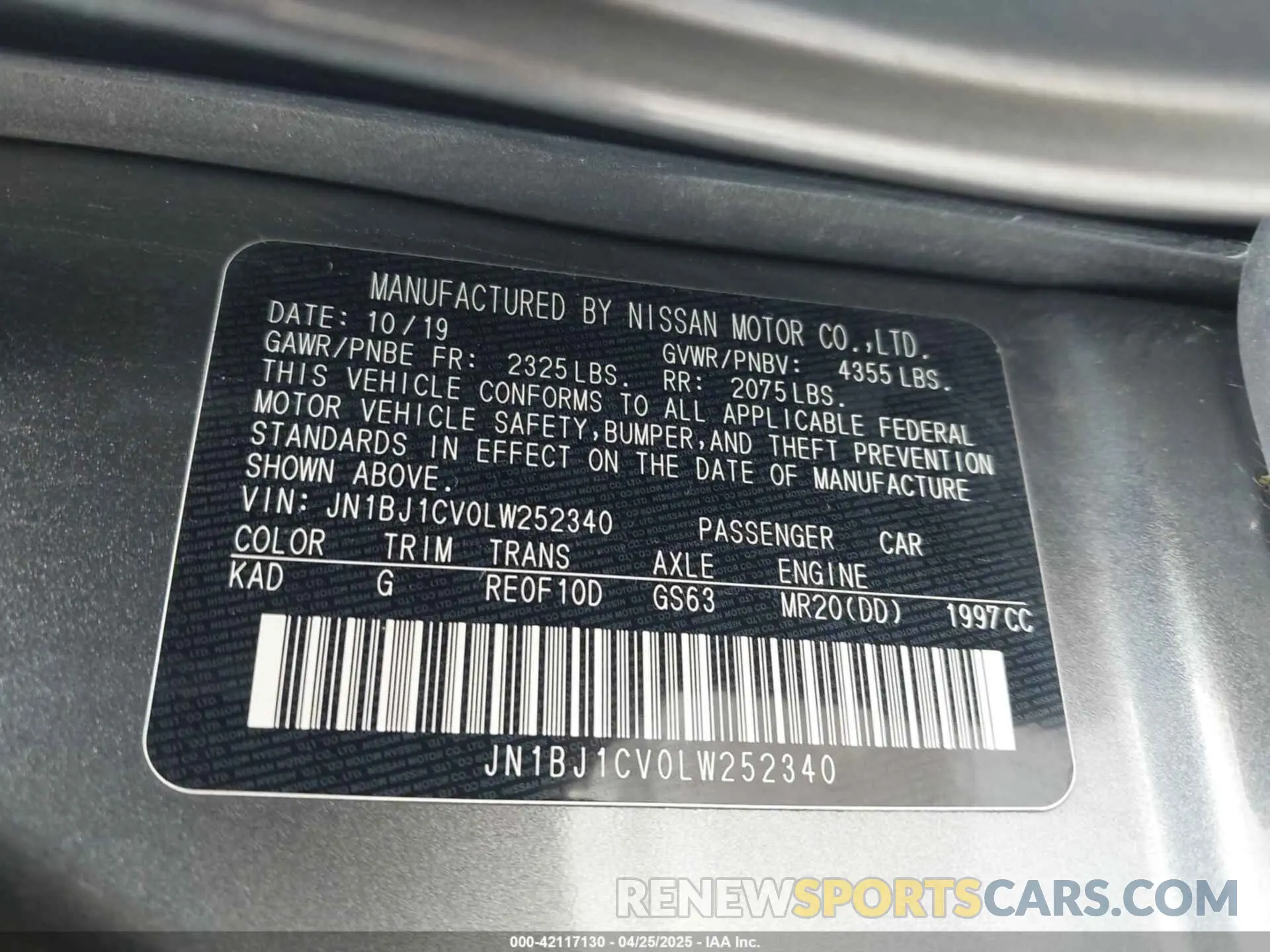 9 Фотография поврежденного автомобиля JN1BJ1CV0LW252340 NISSAN ROGUE SPORT 2020