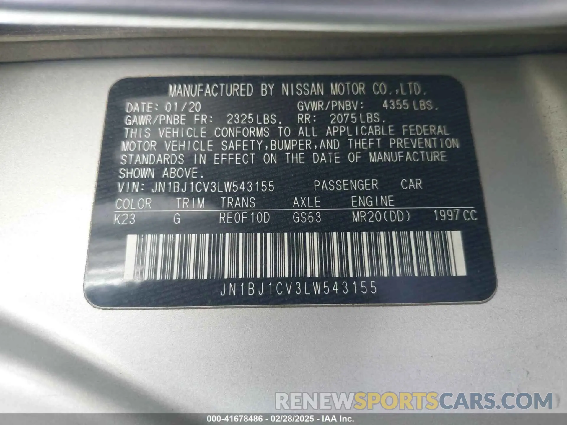 9 Фотография поврежденного автомобиля JN1BJ1CV3LW543155 NISSAN ROGUE SPORT 2020