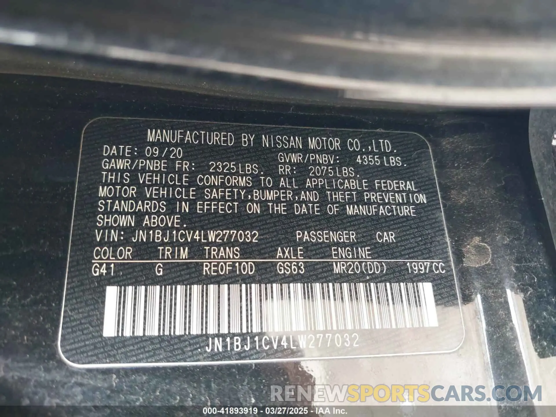9 Фотография поврежденного автомобиля JN1BJ1CV4LW277032 NISSAN ROGUE SPORT 2020