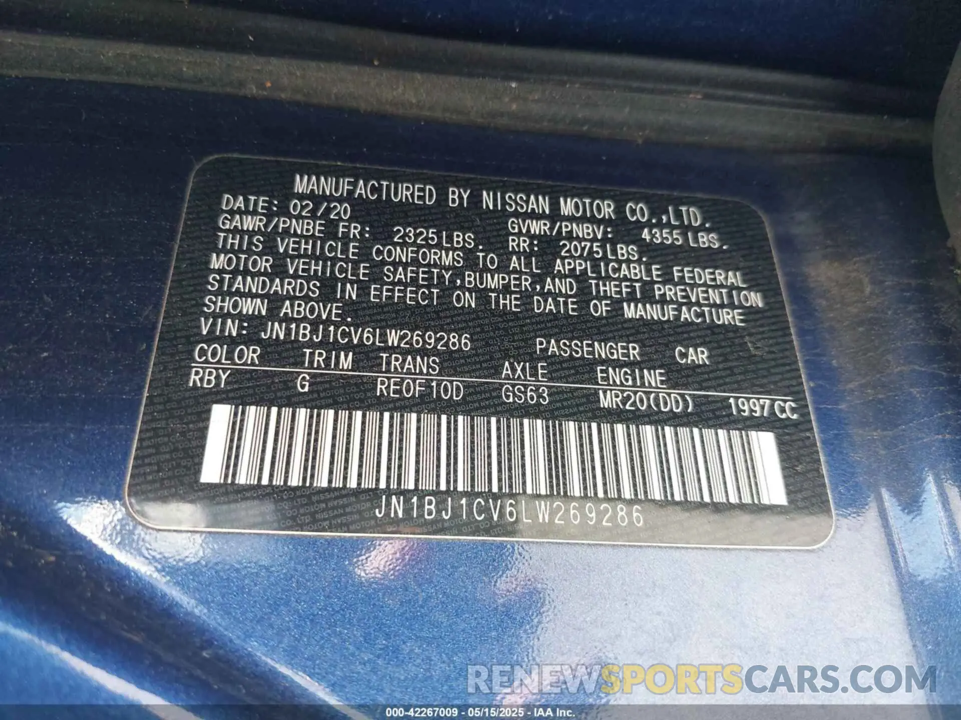 9 Фотография поврежденного автомобиля JN1BJ1CV6LW269286 NISSAN ROGUE SPORT 2020