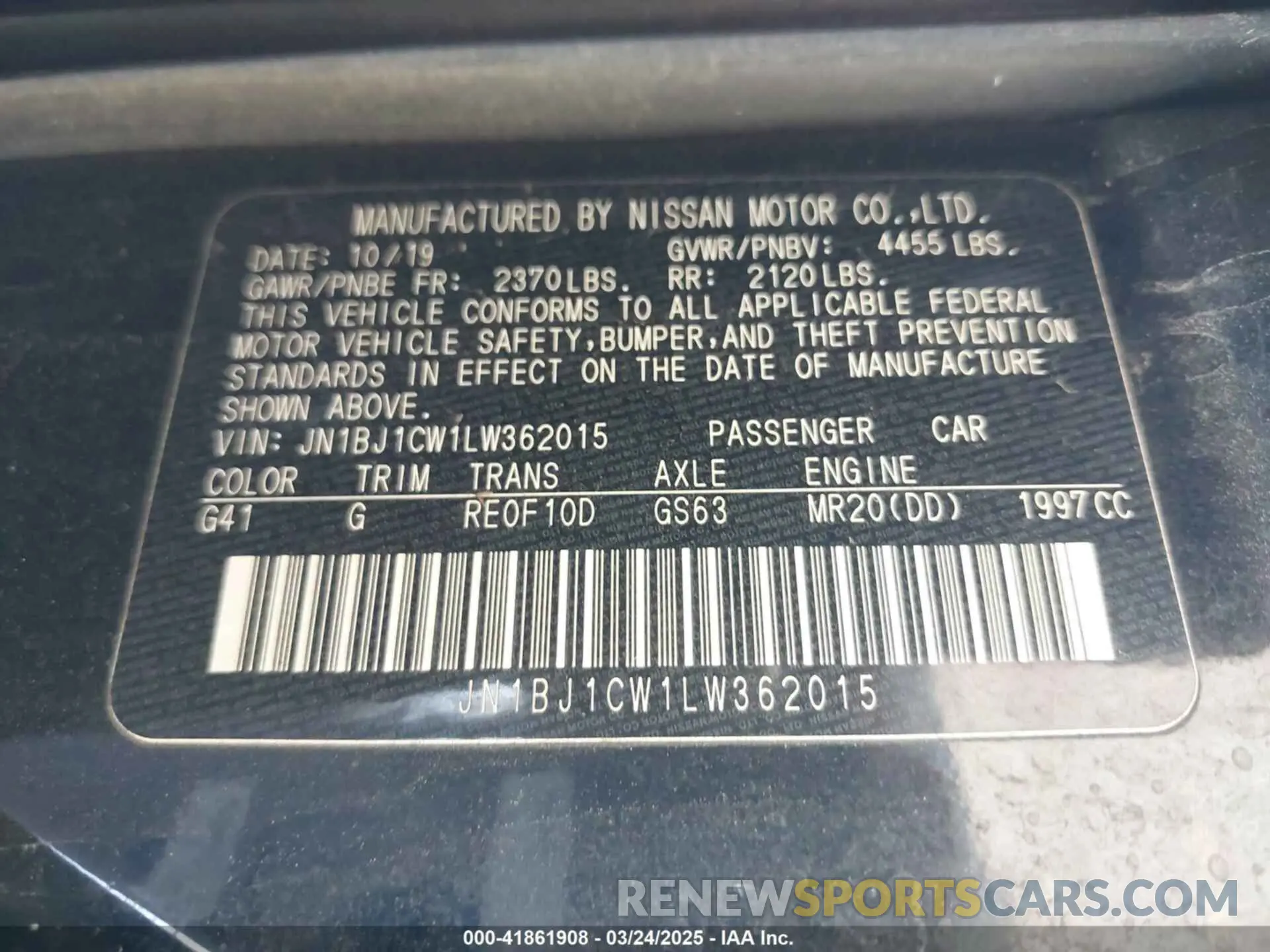 9 Фотография поврежденного автомобиля JN1BJ1CW1LW362015 NISSAN ROGUE SPORT 2020