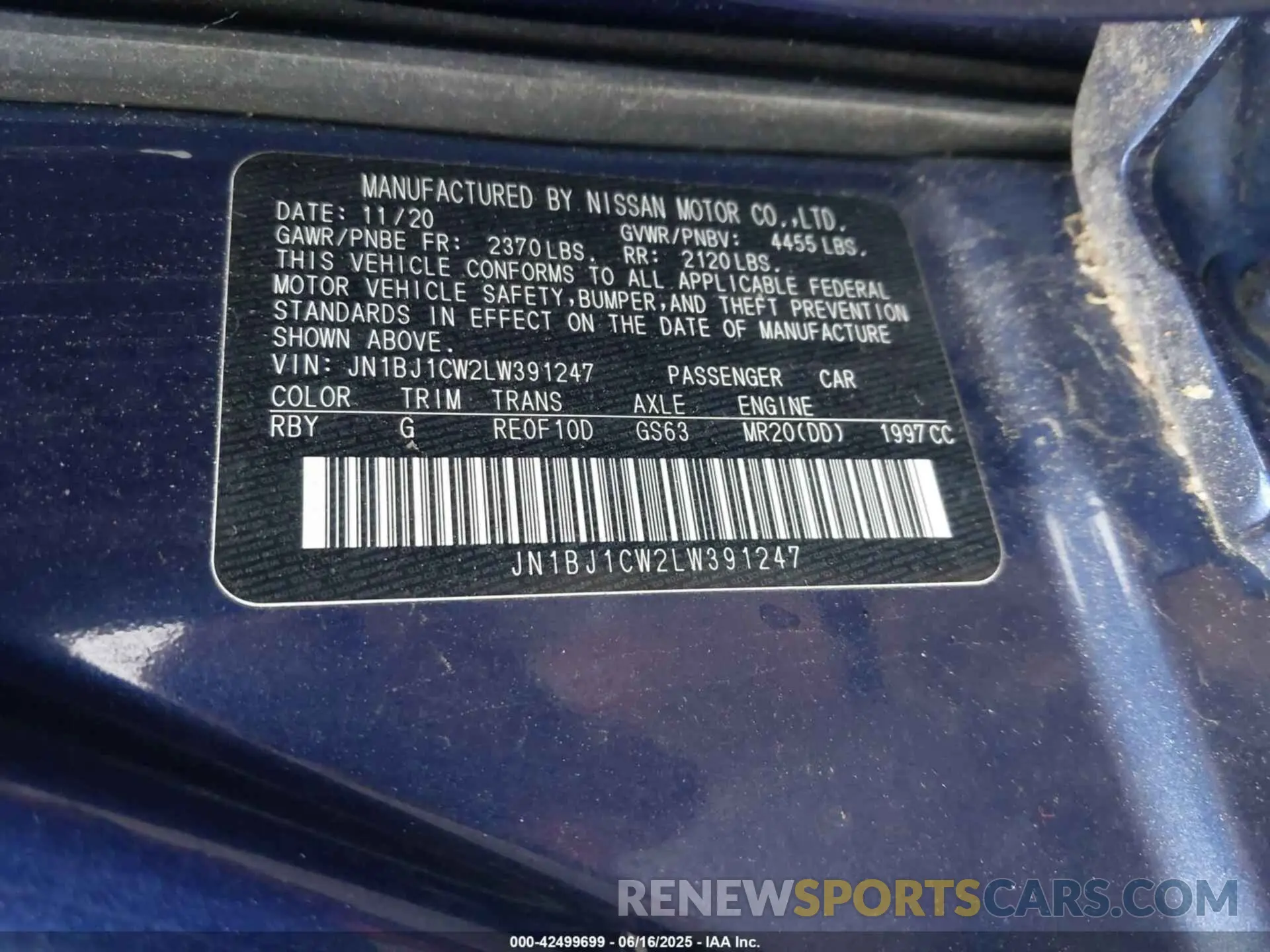 9 Photograph of a damaged car JN1BJ1CW2LW391247 NISSAN ROGUE SPORT 2020