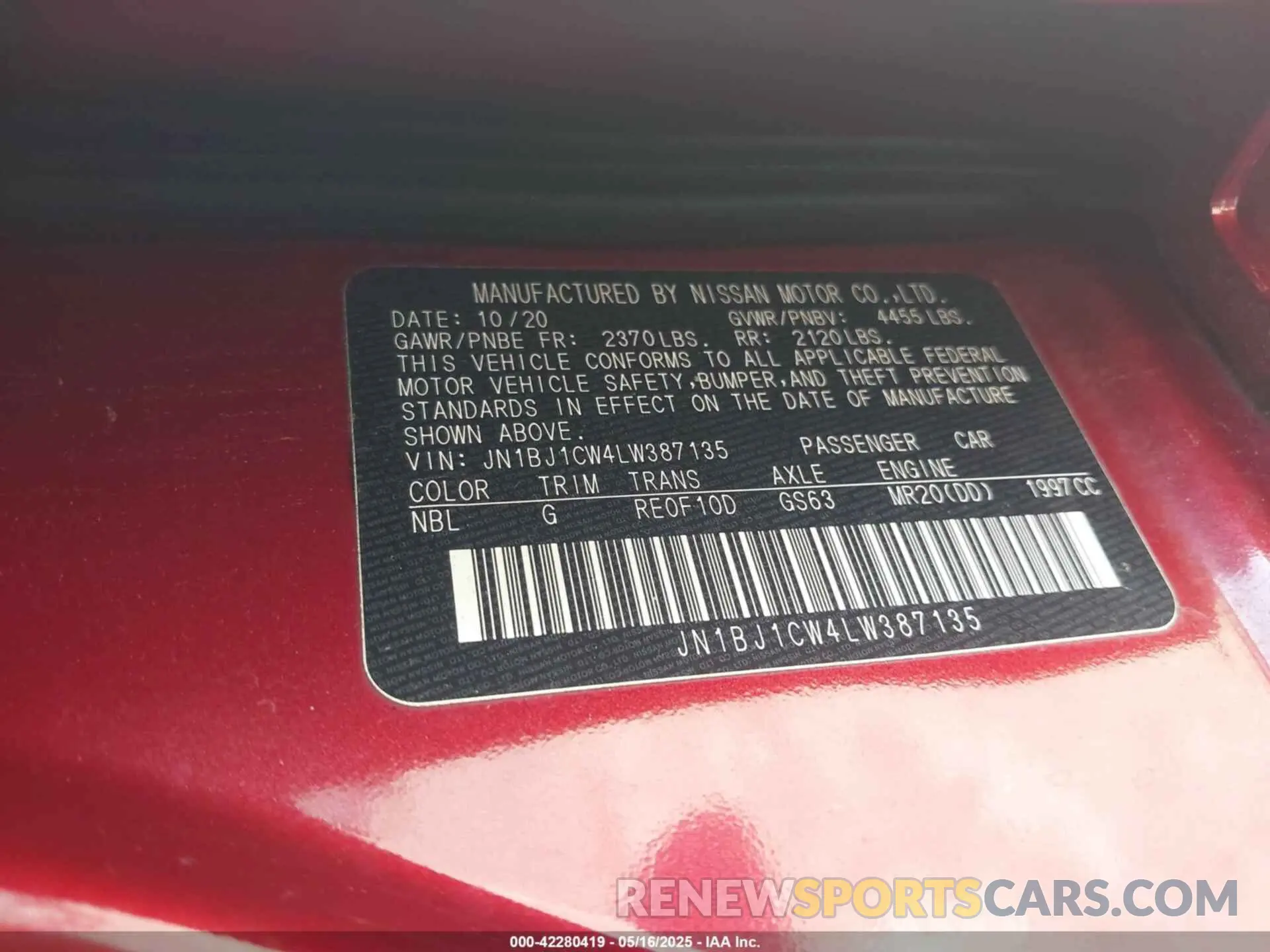 9 Фотография поврежденного автомобиля JN1BJ1CW4LW387135 NISSAN ROGUE SPORT 2020