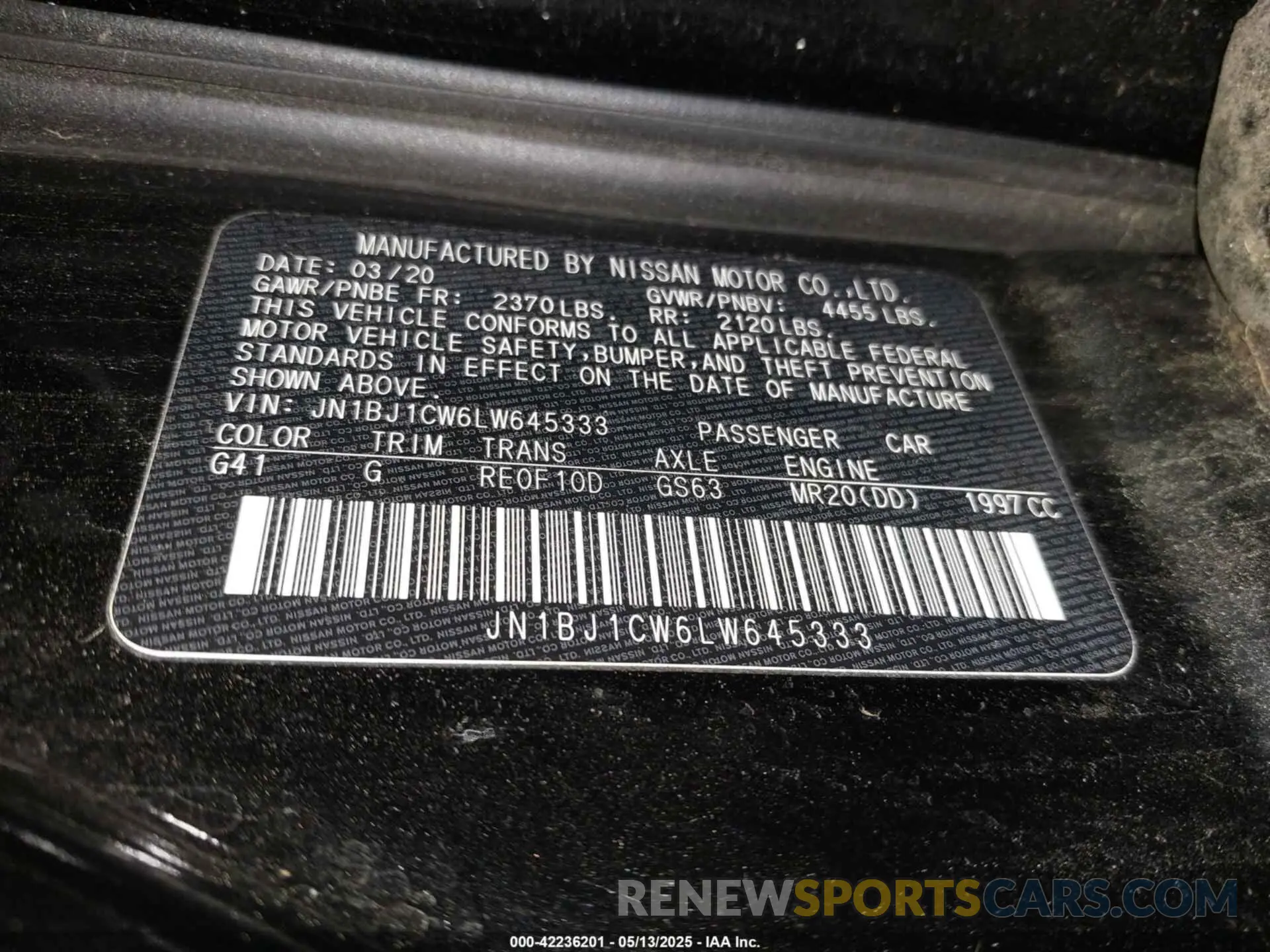 9 Photograph of a damaged car JN1BJ1CW6LW645333 NISSAN ROGUE SPORT 2020
