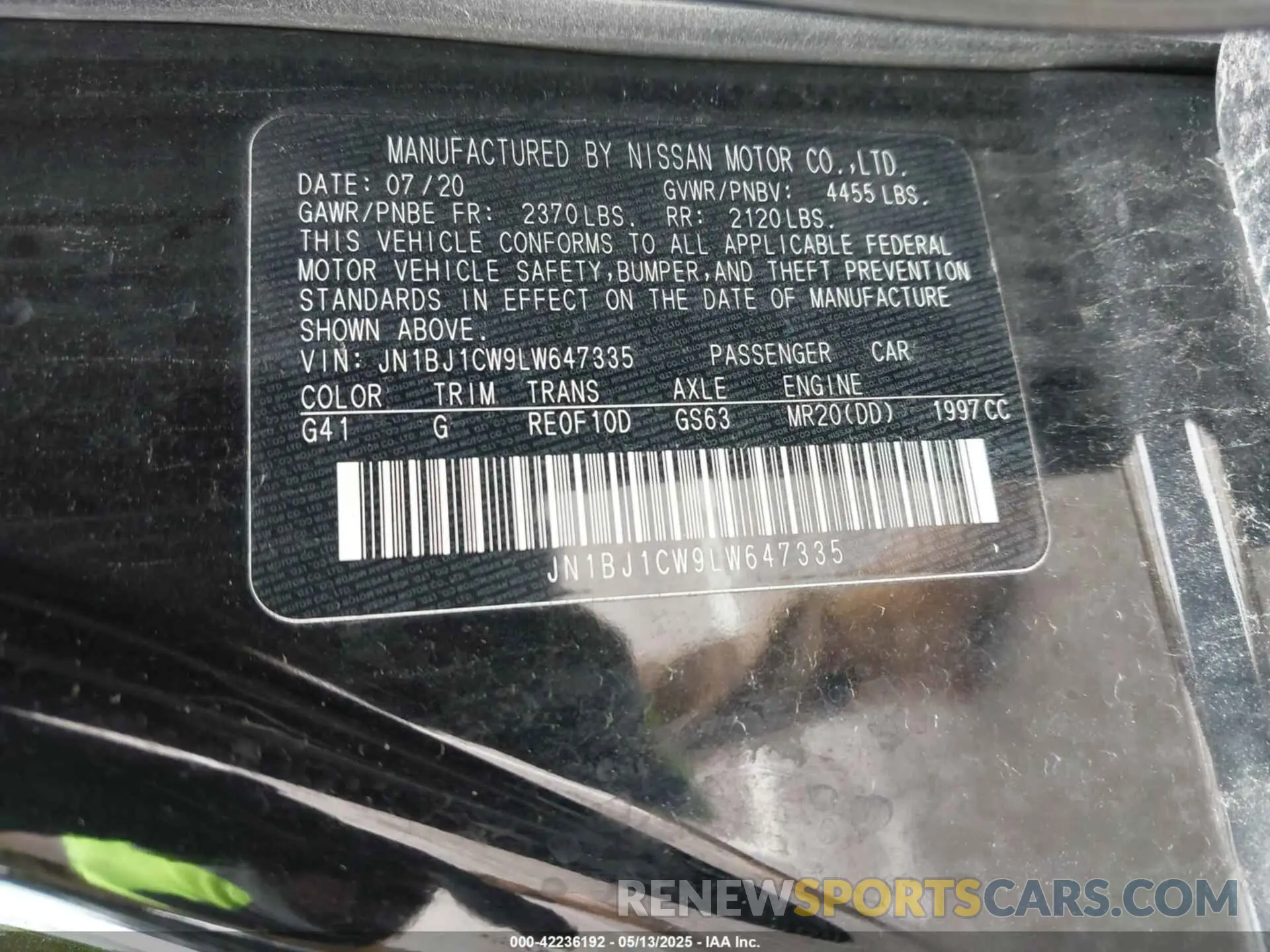 9 Photograph of a damaged car JN1BJ1CW9LW647335 NISSAN ROGUE SPORT 2020