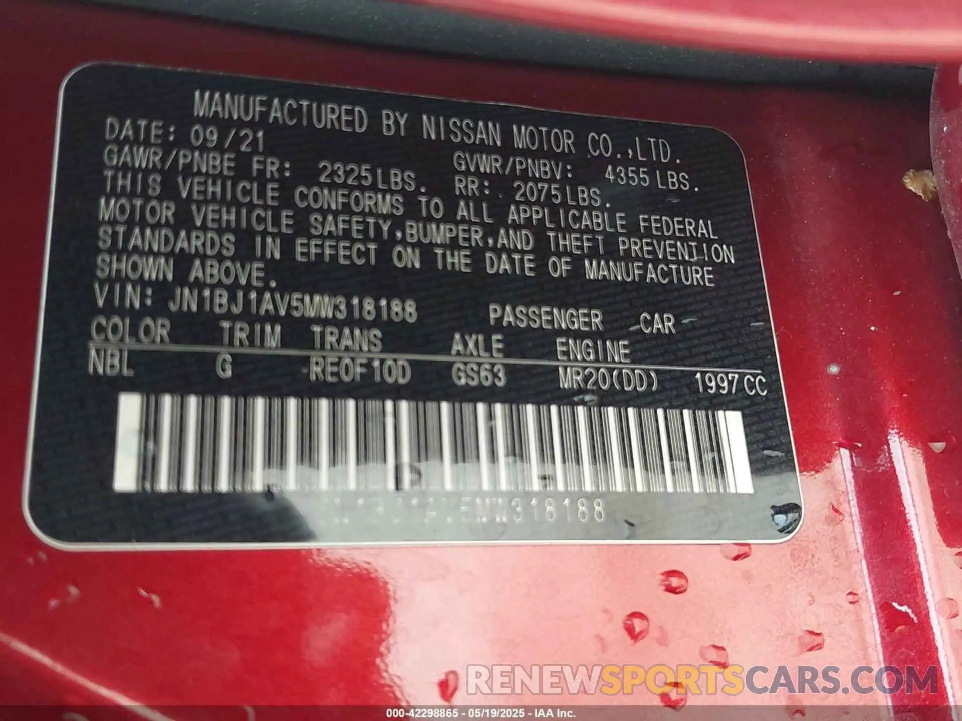 9 Photograph of a damaged car JN1BJ1AV5MW318188 NISSAN ROGUE SPORT 2021