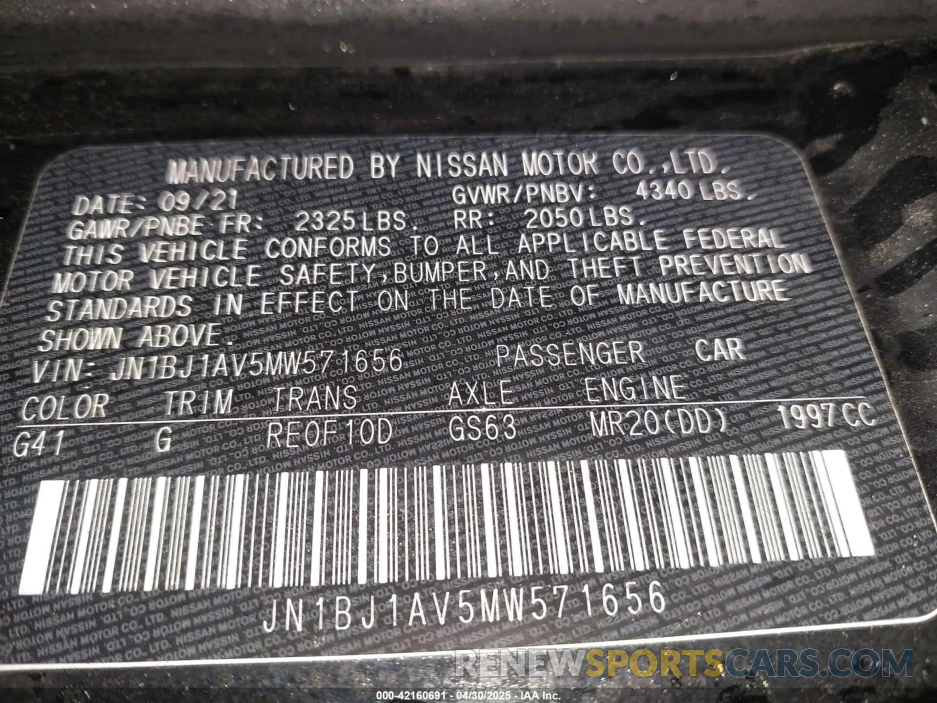9 Фотография поврежденного автомобиля JN1BJ1AV5MW571656 NISSAN ROGUE SPORT 2021