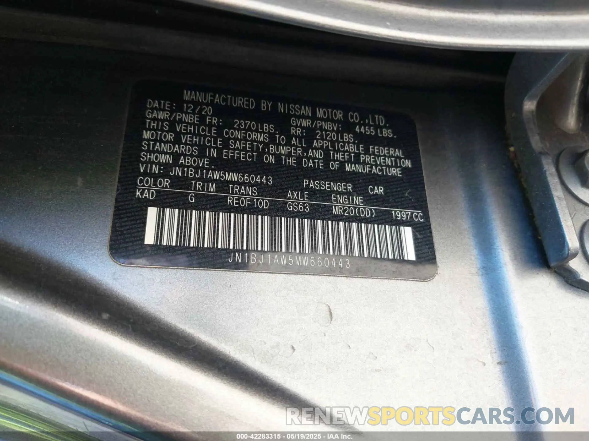 9 Photograph of a damaged car JN1BJ1AW5MW660443 NISSAN ROGUE SPORT 2021