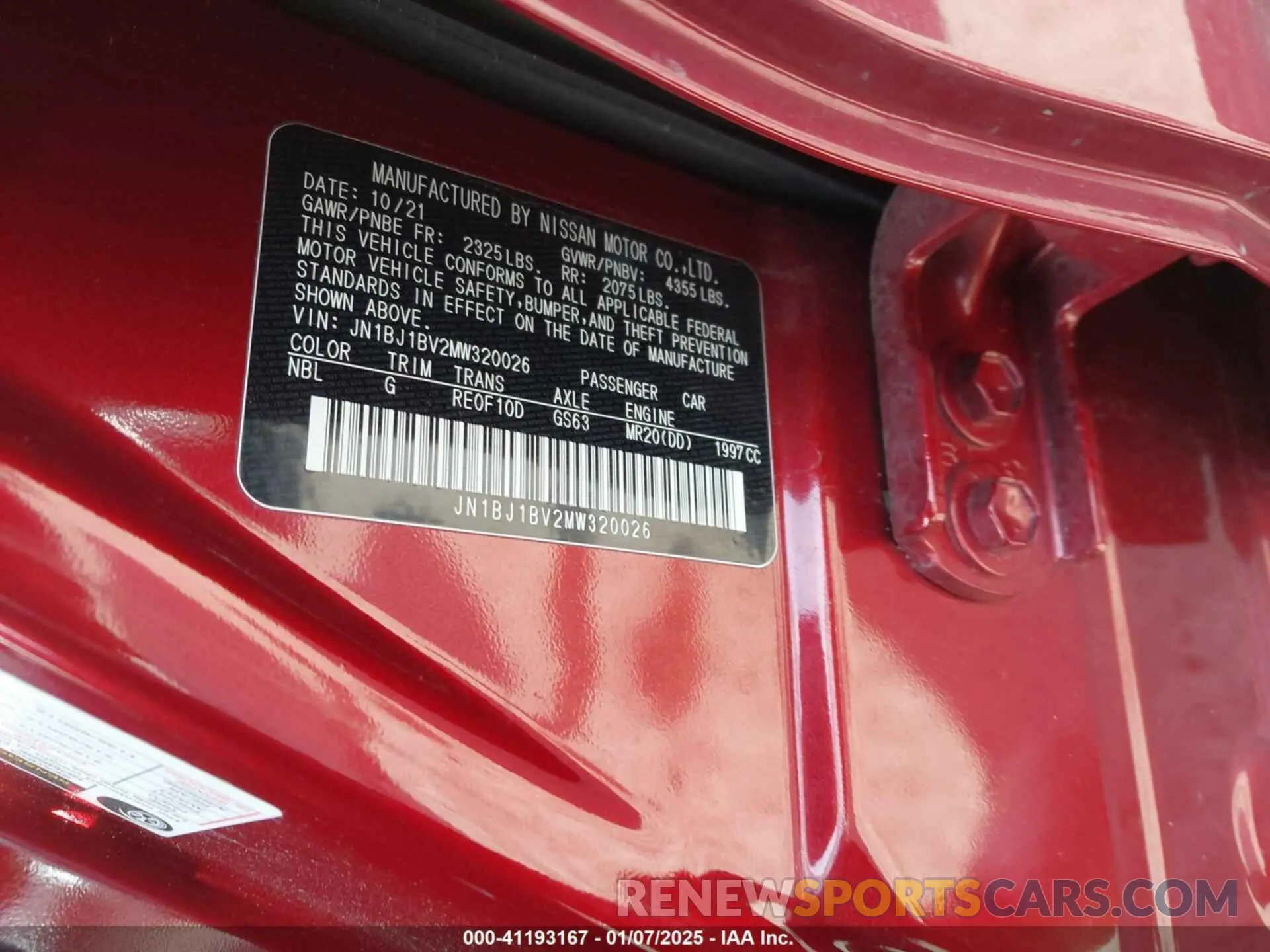 9 Photograph of a damaged car JN1BJ1BV2MW320026 NISSAN ROGUE SPORT 2021