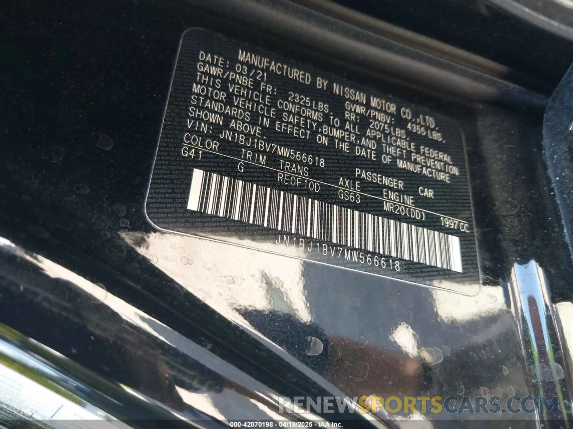 9 Photograph of a damaged car JN1BJ1BV7MW566618 NISSAN ROGUE SPORT 2021