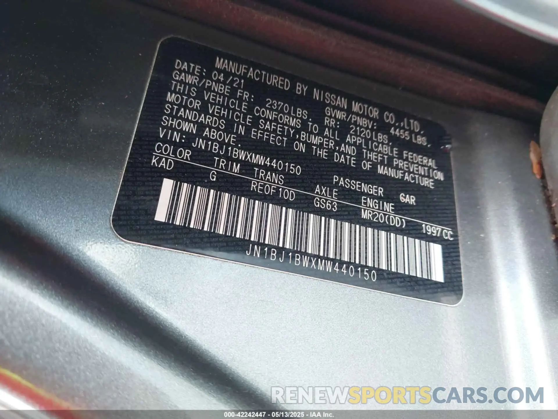 9 Photograph of a damaged car JN1BJ1BWXMW440150 NISSAN ROGUE SPORT 2021