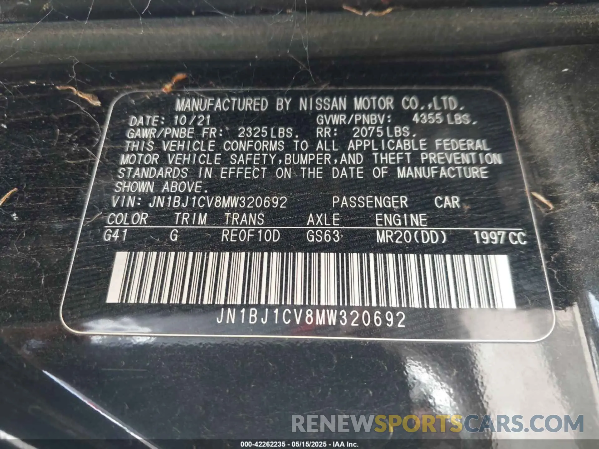 9 Photograph of a damaged car JN1BJ1CV8MW320692 NISSAN ROGUE SPORT 2021