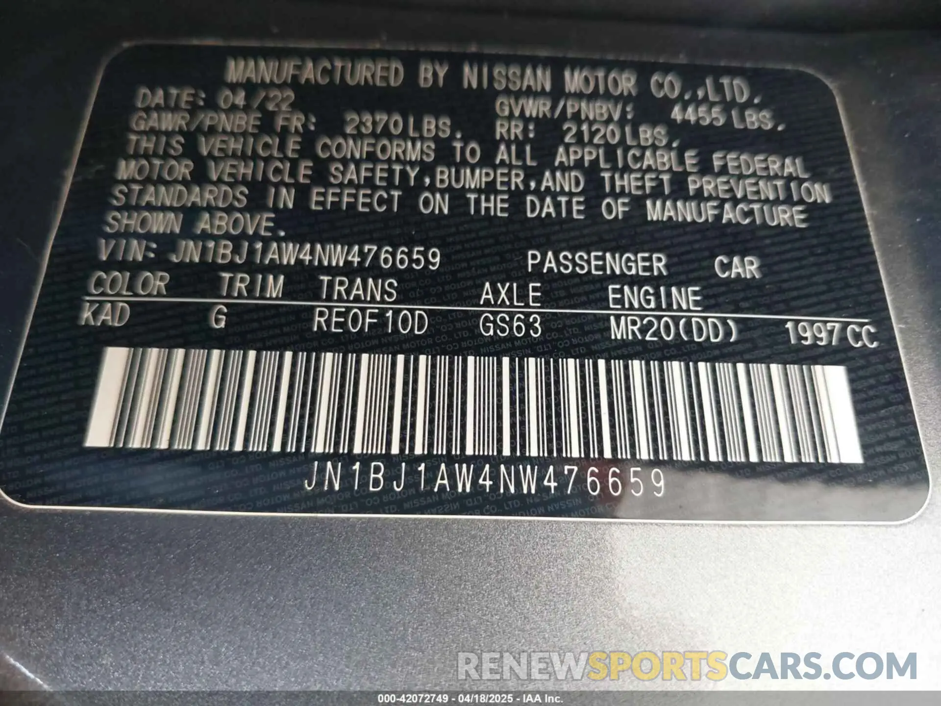 9 Photograph of a damaged car JN1BJ1AW4NW476659 NISSAN ROGUE SPORT 2022