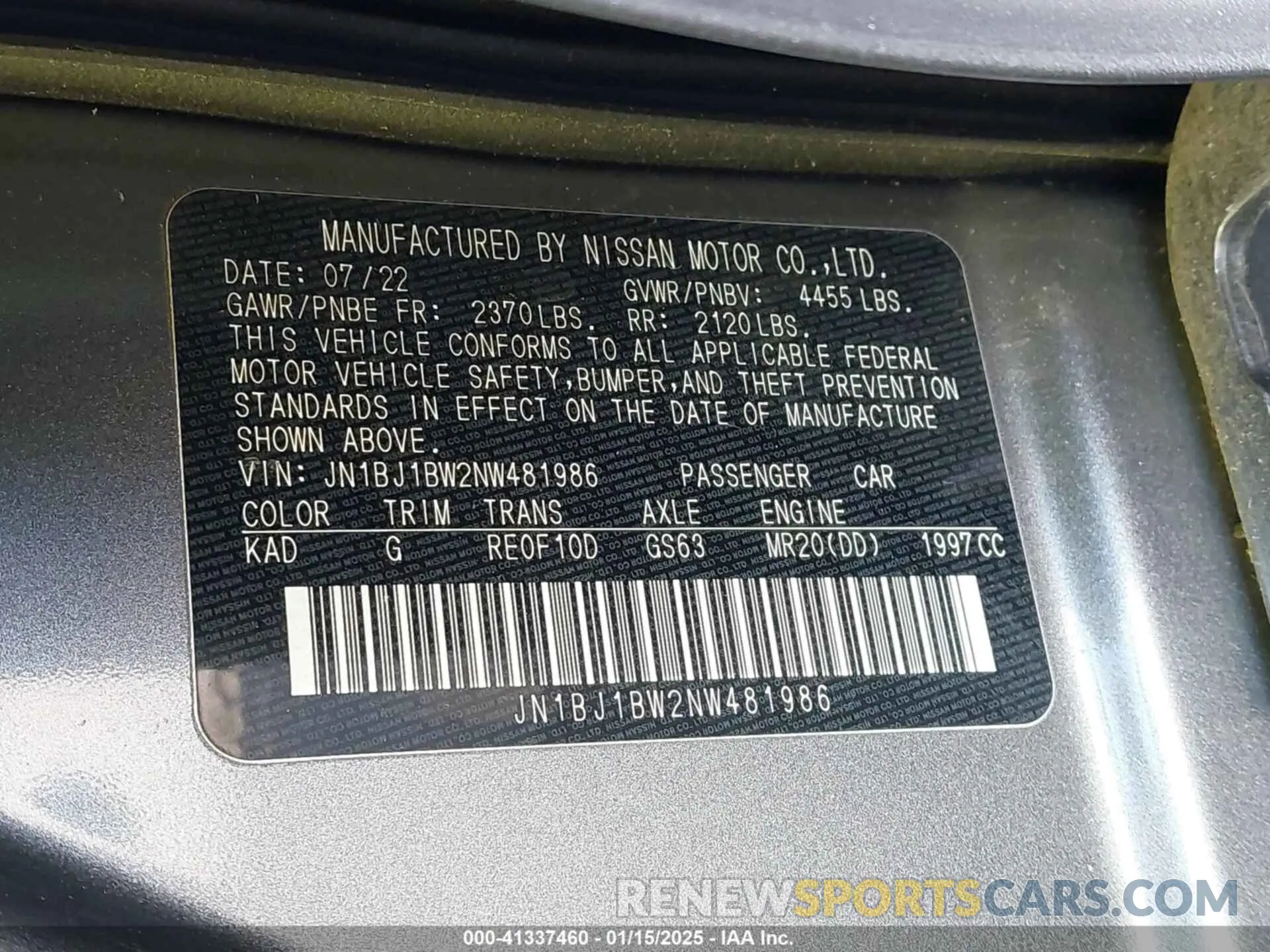 9 Photograph of a damaged car JN1BJ1BW2NW481986 NISSAN ROGUE SPORT 2022