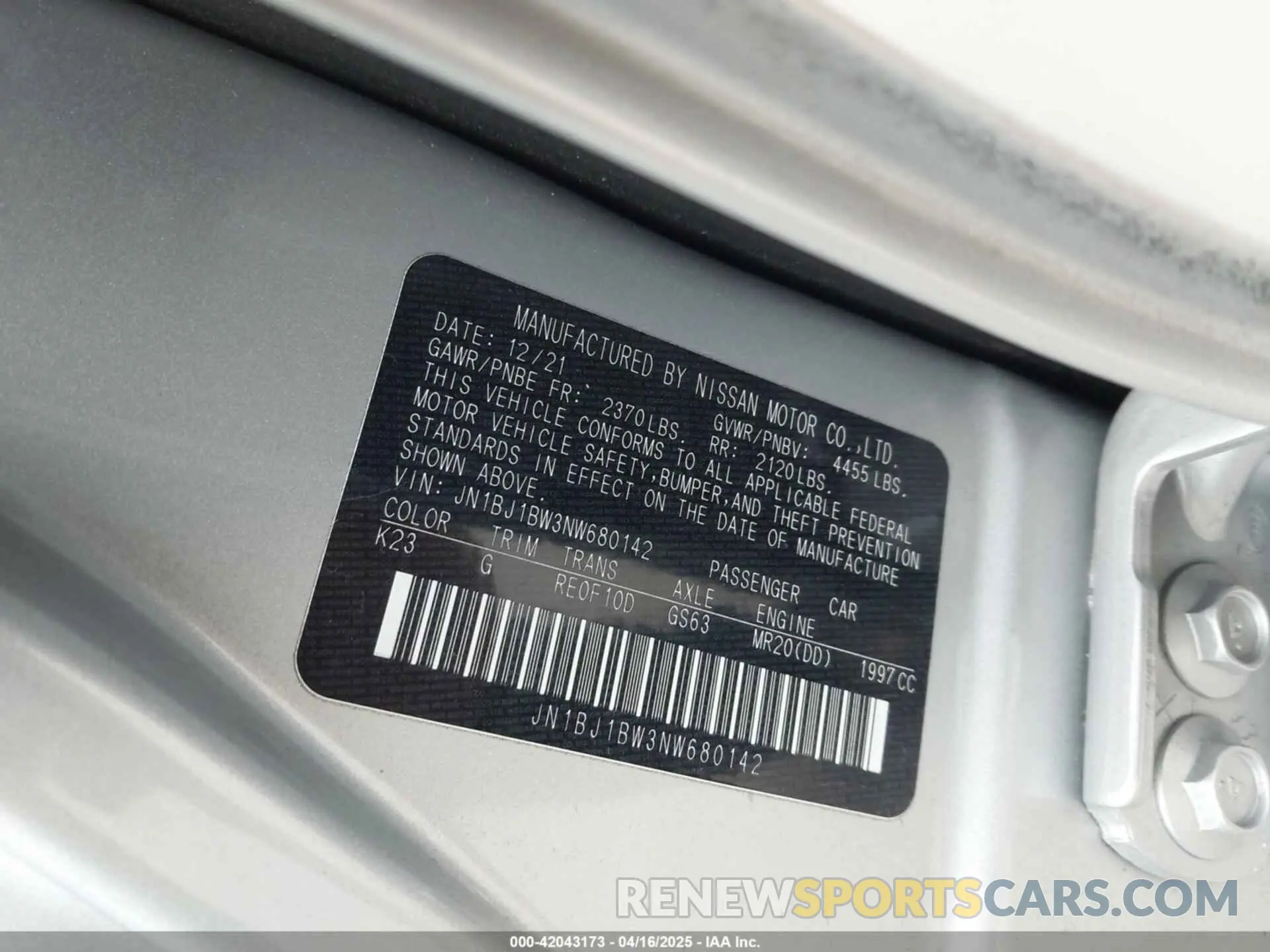9 Фотография поврежденного автомобиля JN1BJ1BW3NW680142 NISSAN ROGUE SPORT 2022