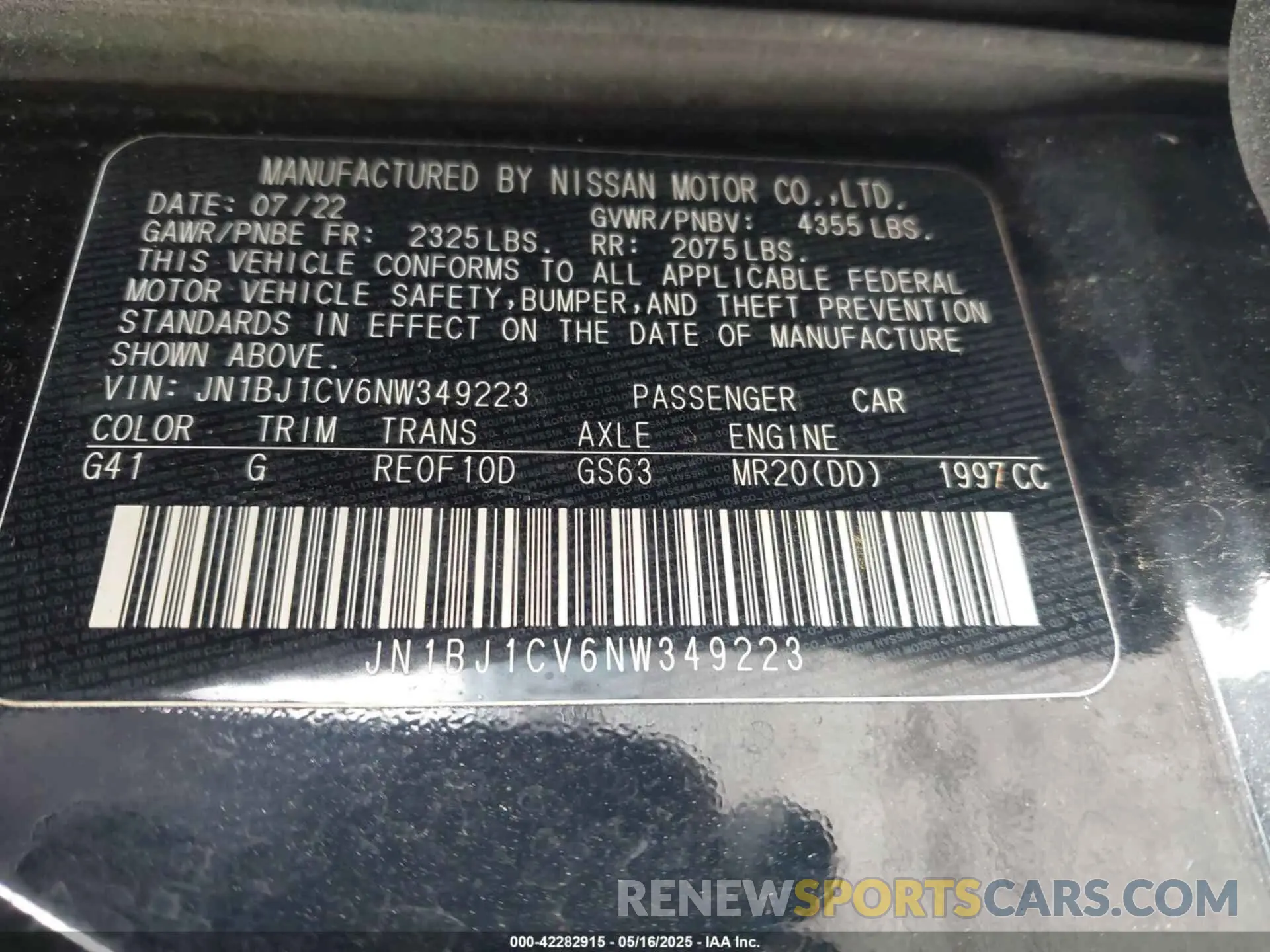 9 Фотография поврежденного автомобиля JN1BJ1CV6NW349223 NISSAN ROGUE SPORT 2022