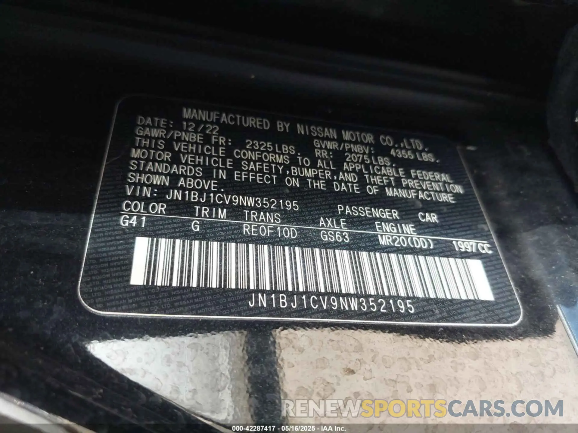 9 Фотография поврежденного автомобиля JN1BJ1CV9NW352195 NISSAN ROGUE SPORT 2022