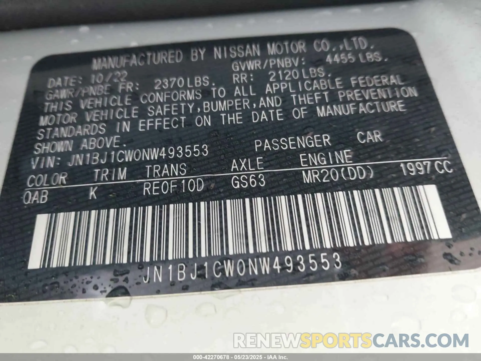 9 Photograph of a damaged car JN1BJ1CW0NW493553 NISSAN ROGUE SPORT 2022