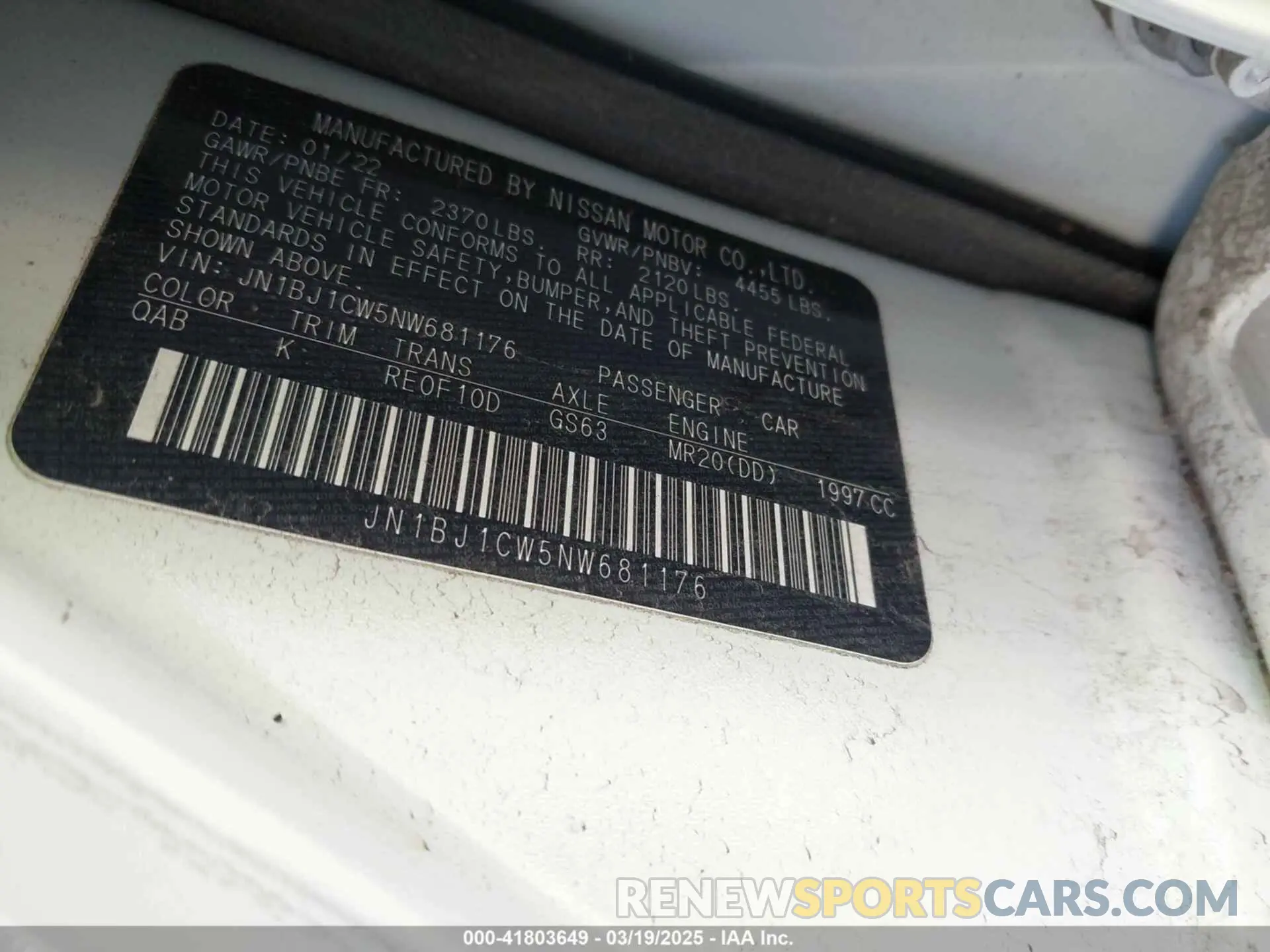9 Photograph of a damaged car JN1BJ1CW5NW681176 NISSAN ROGUE SPORT 2022