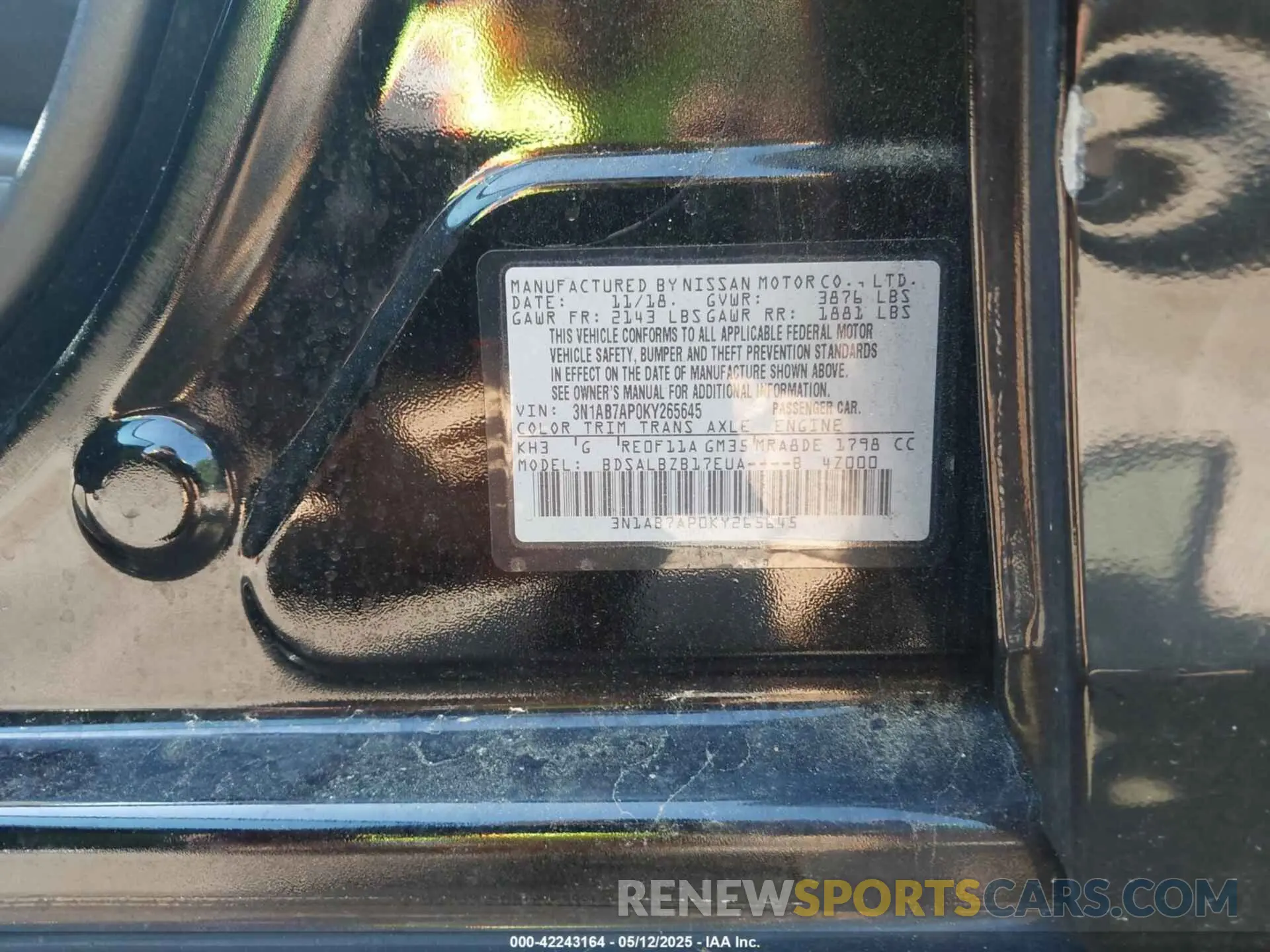 9 Photograph of a damaged car 3N1AB7AP0KY265645 NISSAN SENTRA 2019