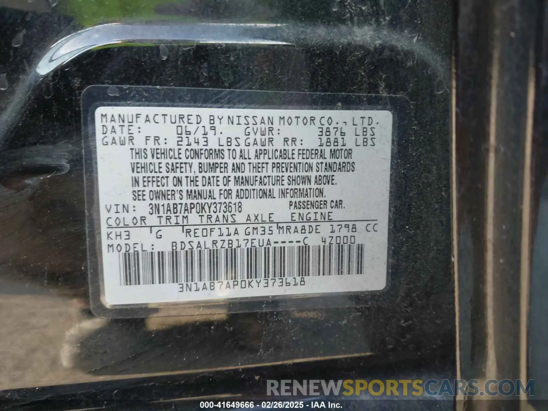 9 Photograph of a damaged car 3N1AB7AP0KY373618 NISSAN SENTRA 2019