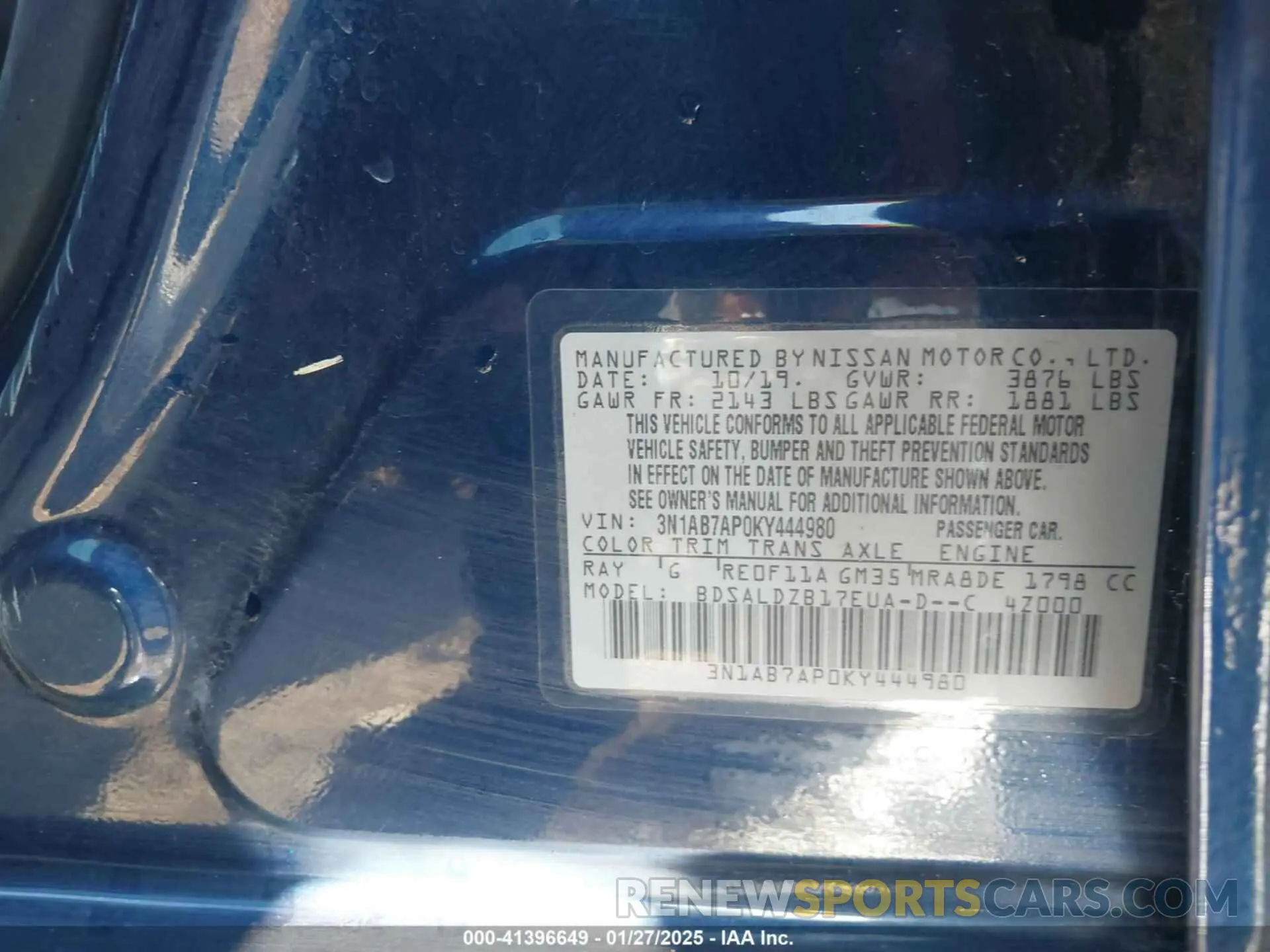 9 Photograph of a damaged car 3N1AB7AP0KY444980 NISSAN SENTRA 2019