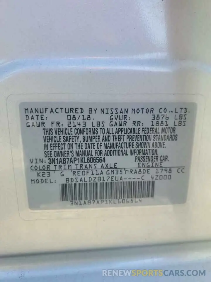 14 Photograph of a damaged car 3N1AB7AP1KL606564 NISSAN SENTRA 2019