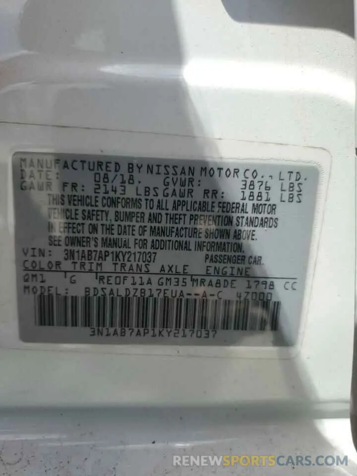 13 Photograph of a damaged car 3N1AB7AP1KY217037 NISSAN SENTRA 2019