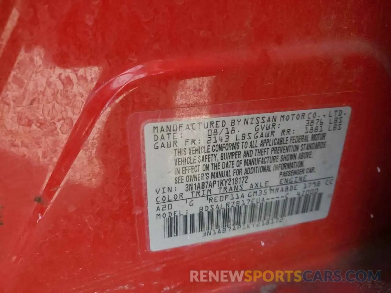 12 Photograph of a damaged car 3N1AB7AP1KY218172 NISSAN SENTRA 2019