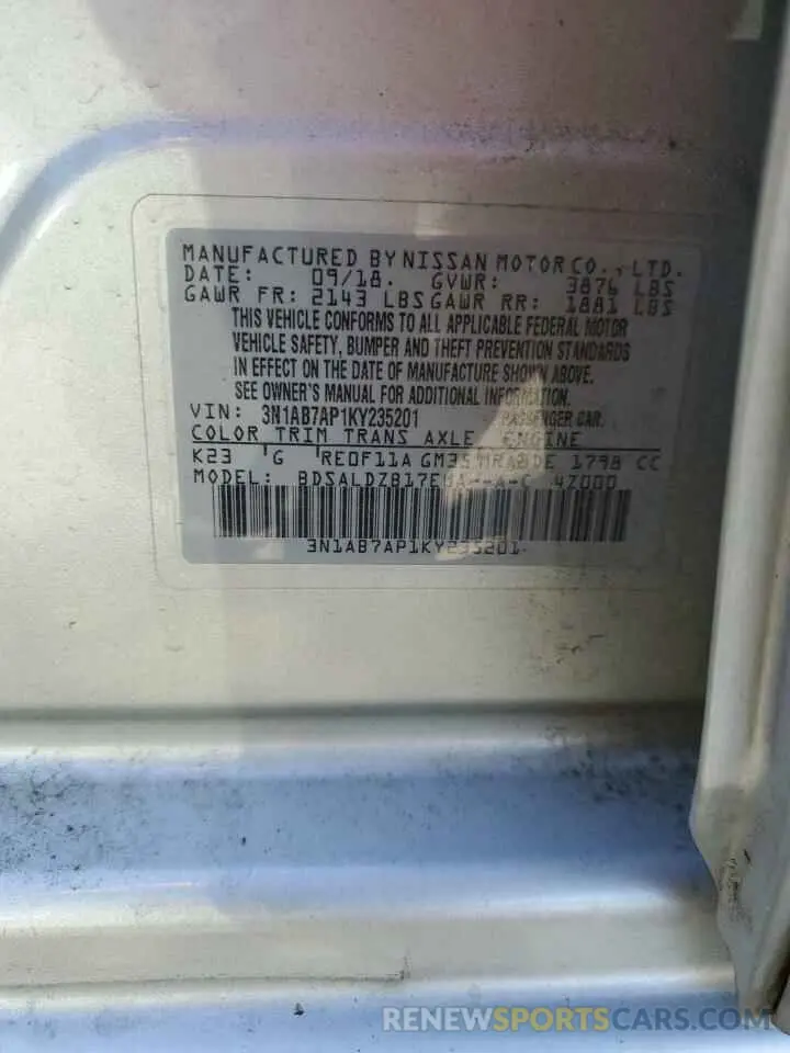 14 Photograph of a damaged car 3N1AB7AP1KY235201 NISSAN SENTRA 2019