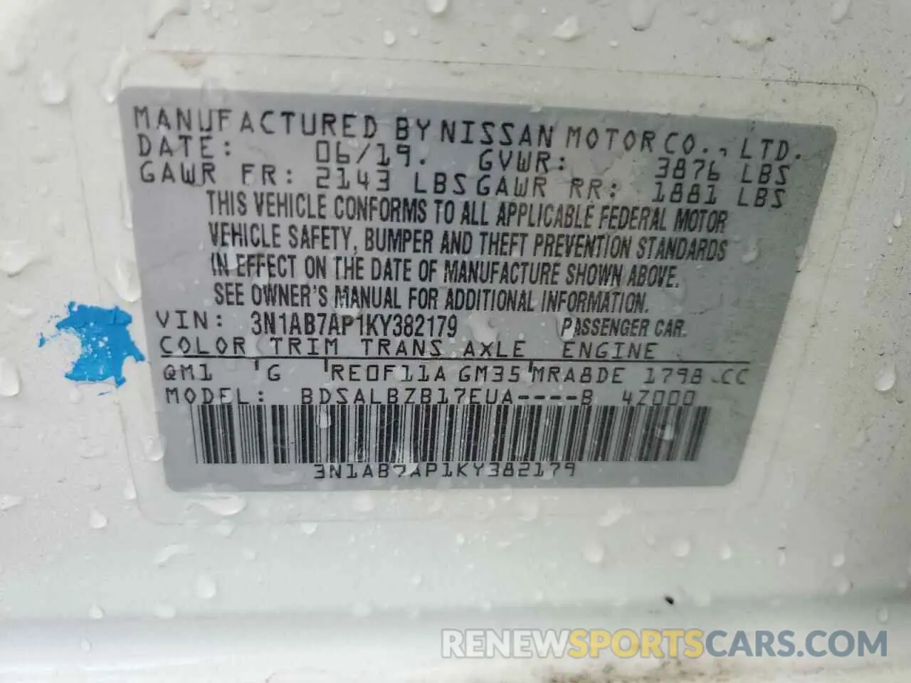 12 Photograph of a damaged car 3N1AB7AP1KY382179 NISSAN SENTRA 2019