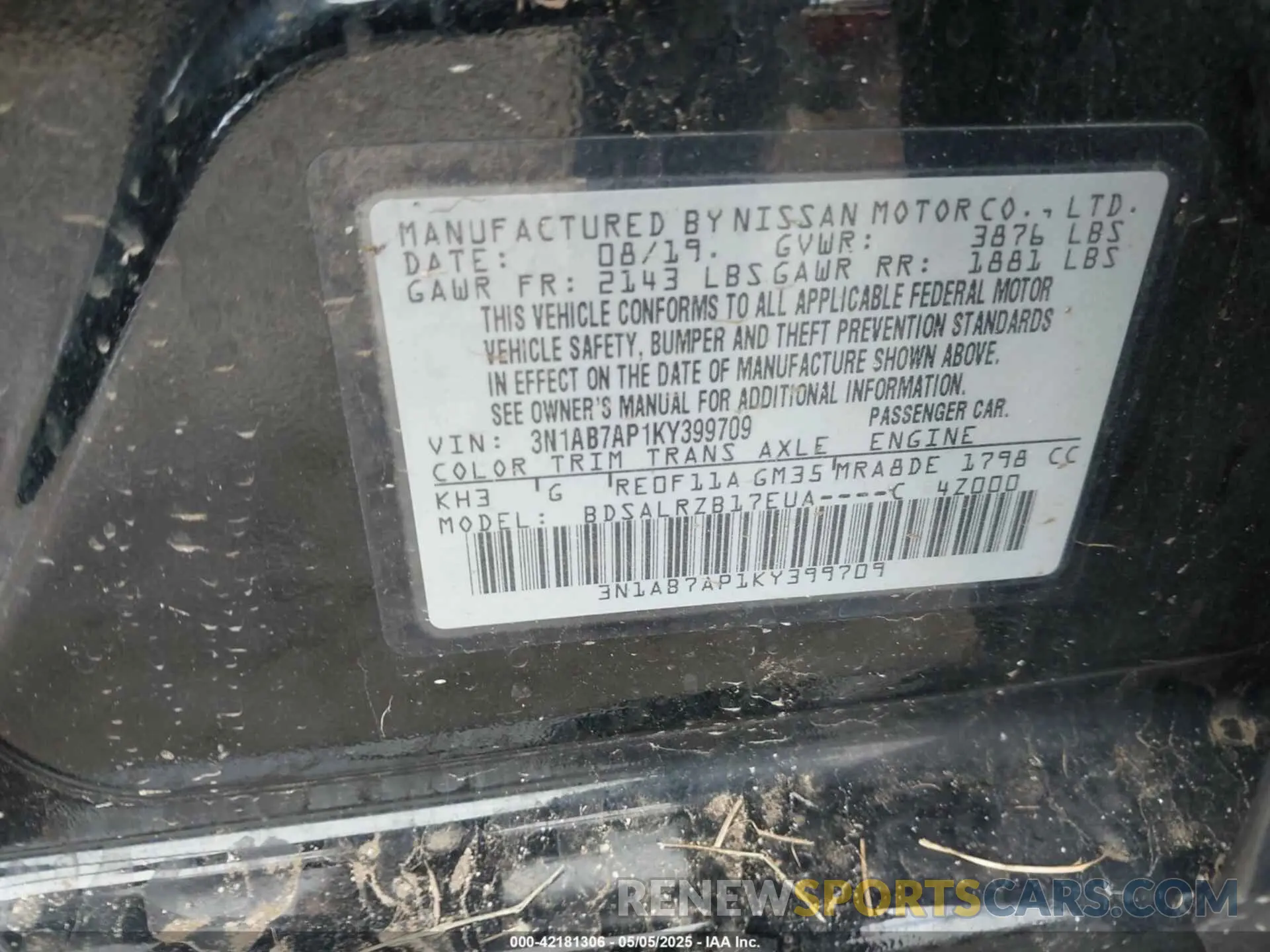 9 Photograph of a damaged car 3N1AB7AP1KY399709 NISSAN SENTRA 2019