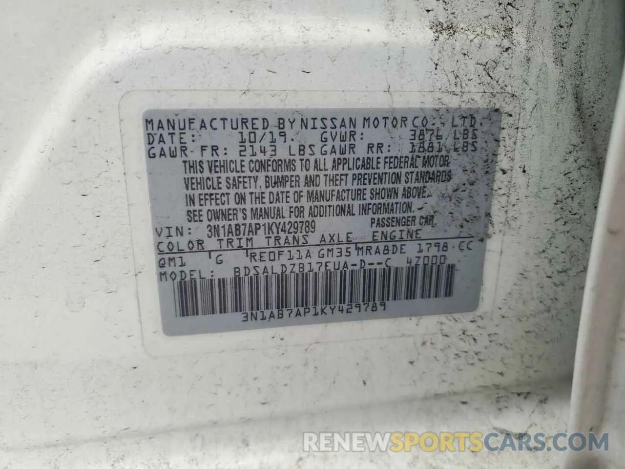 12 Фотография поврежденного автомобиля 3N1AB7AP1KY429789 NISSAN SENTRA 2019