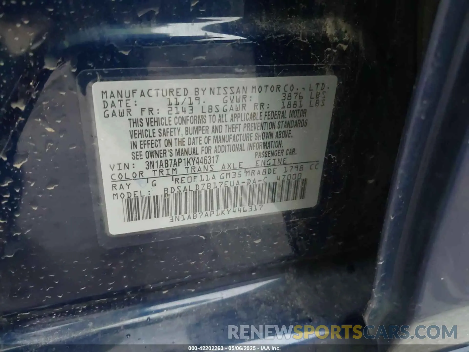 9 Фотография поврежденного автомобиля 3N1AB7AP1KY446317 NISSAN SENTRA 2019