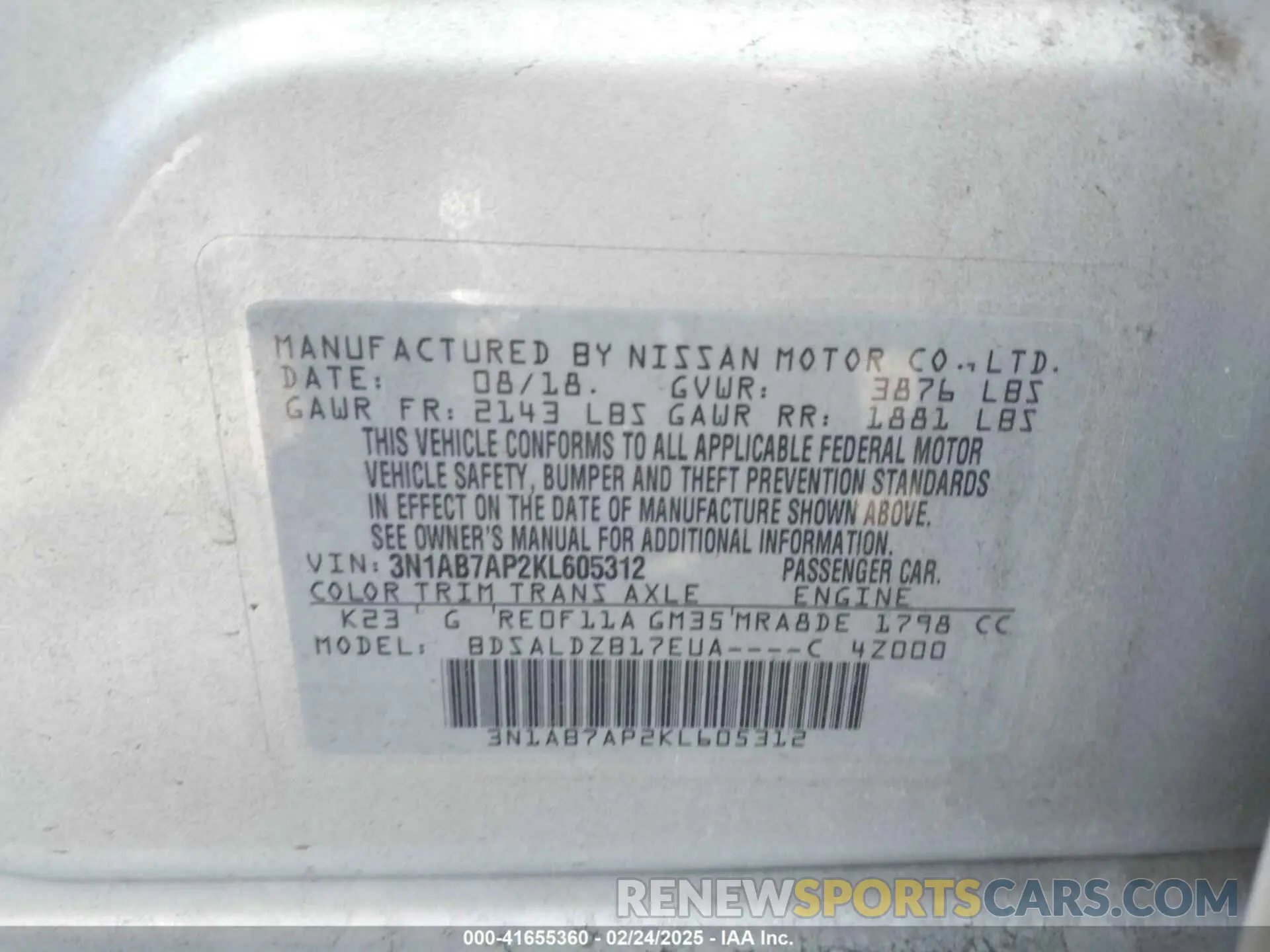 9 Photograph of a damaged car 3N1AB7AP2KL605312 NISSAN SENTRA 2019