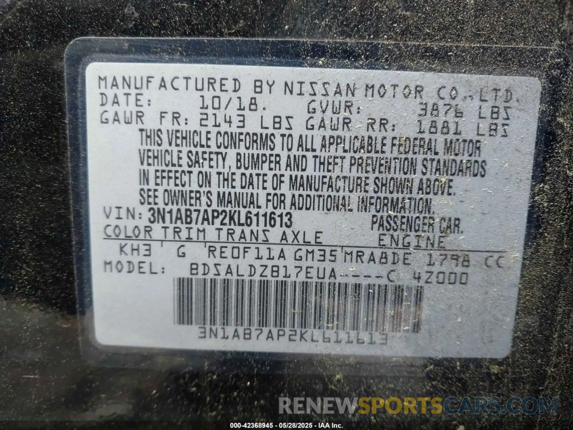 9 Фотография поврежденного автомобиля 3N1AB7AP2KL611613 NISSAN SENTRA 2019