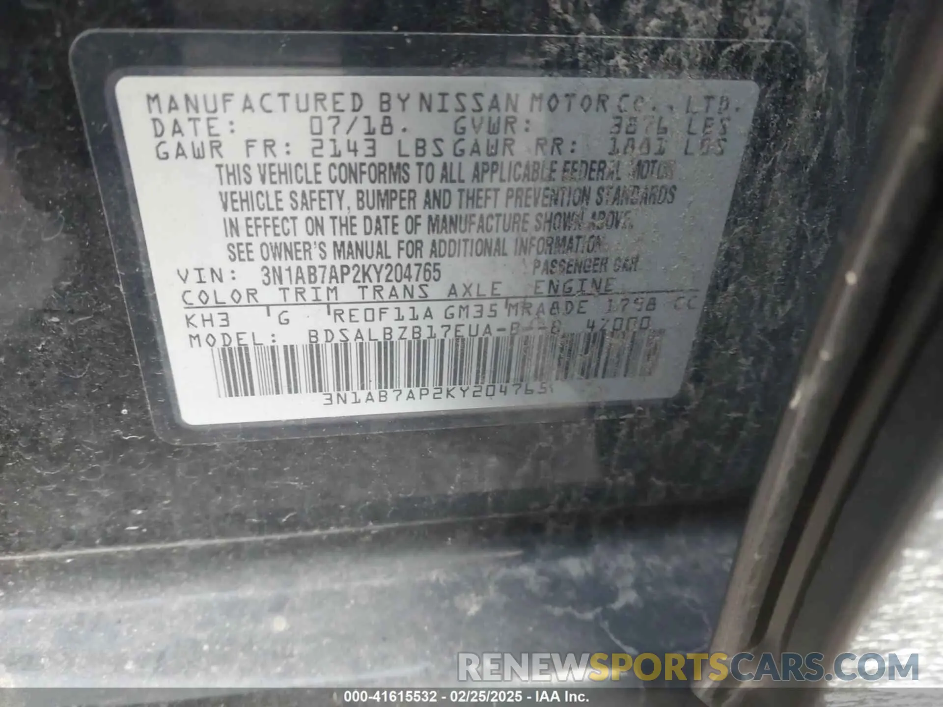 9 Photograph of a damaged car 3N1AB7AP2KY204765 NISSAN SENTRA 2019
