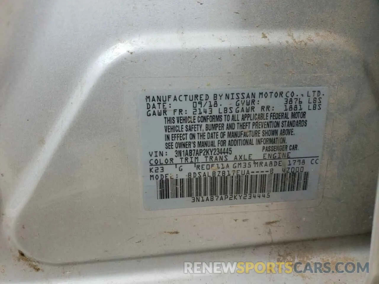 12 Фотография поврежденного автомобиля 3N1AB7AP2KY234445 NISSAN SENTRA 2019