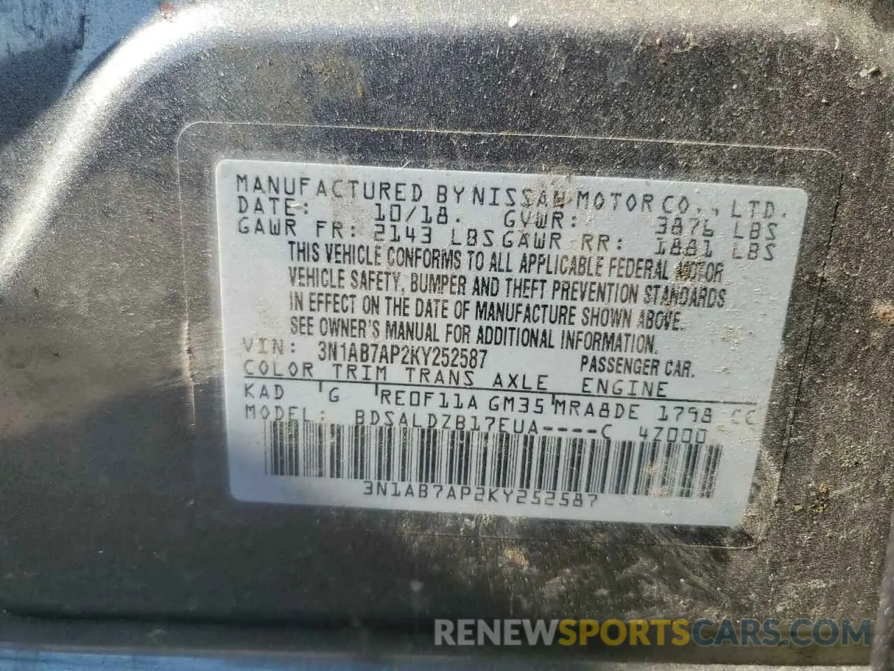 12 Фотография поврежденного автомобиля 3N1AB7AP2KY252587 NISSAN SENTRA 2019