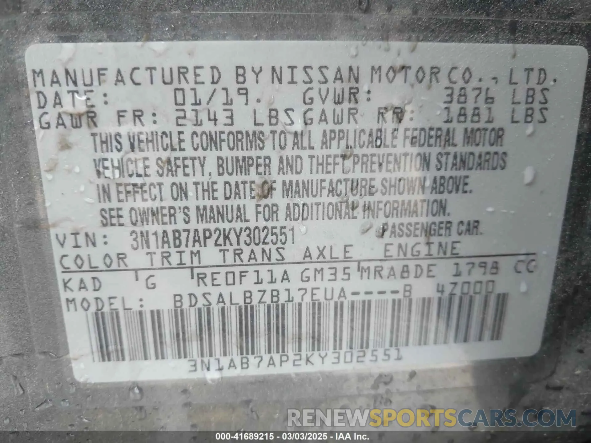 9 Photograph of a damaged car 3N1AB7AP2KY302551 NISSAN SENTRA 2019