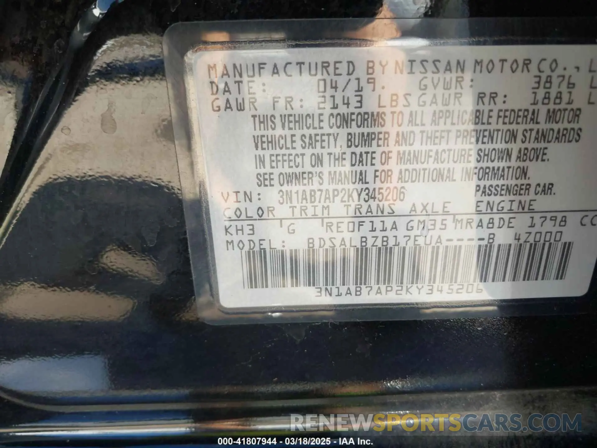 9 Photograph of a damaged car 3N1AB7AP2KY345206 NISSAN SENTRA 2019