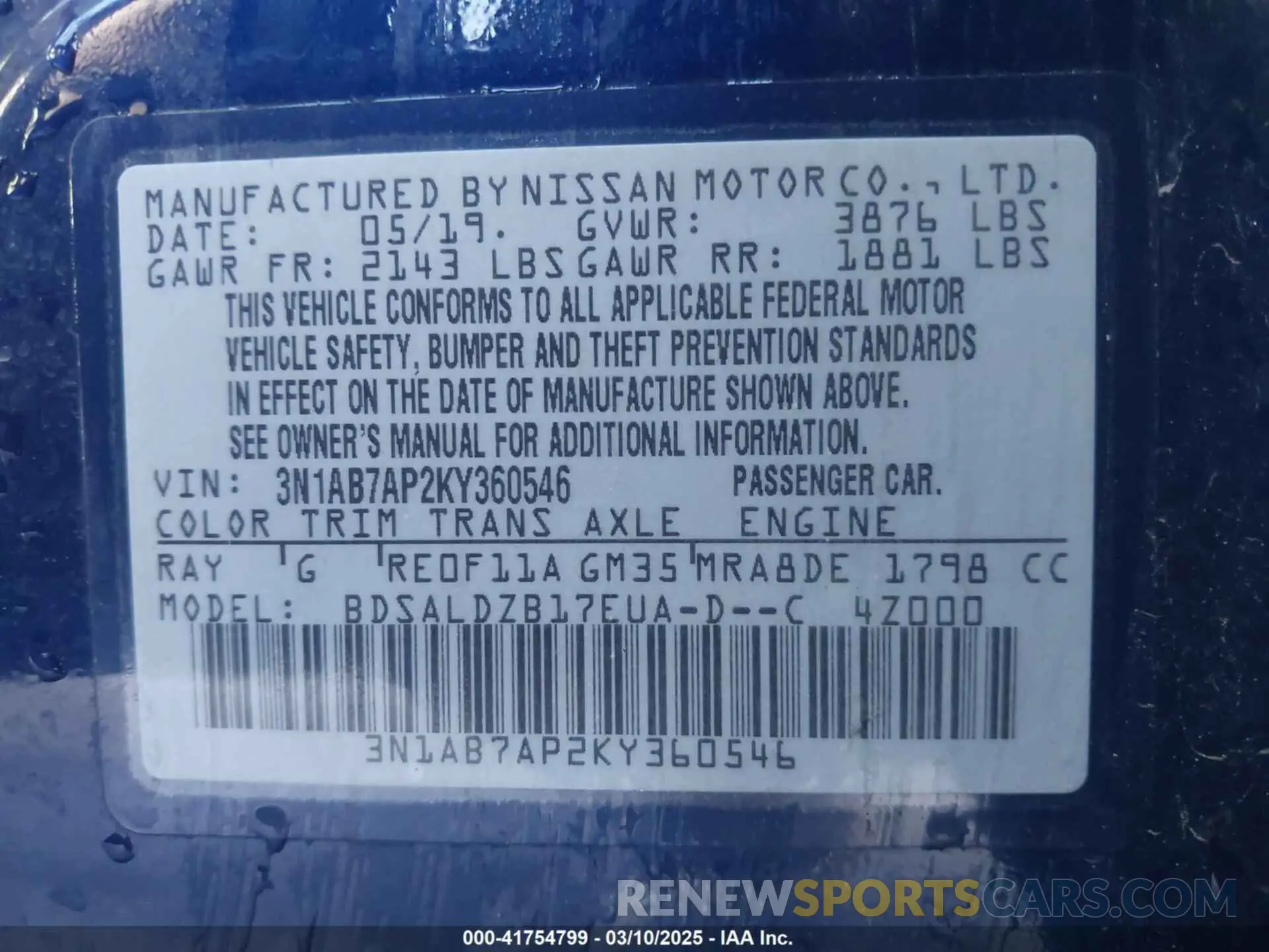 9 Фотография поврежденного автомобиля 3N1AB7AP2KY360546 NISSAN SENTRA 2019