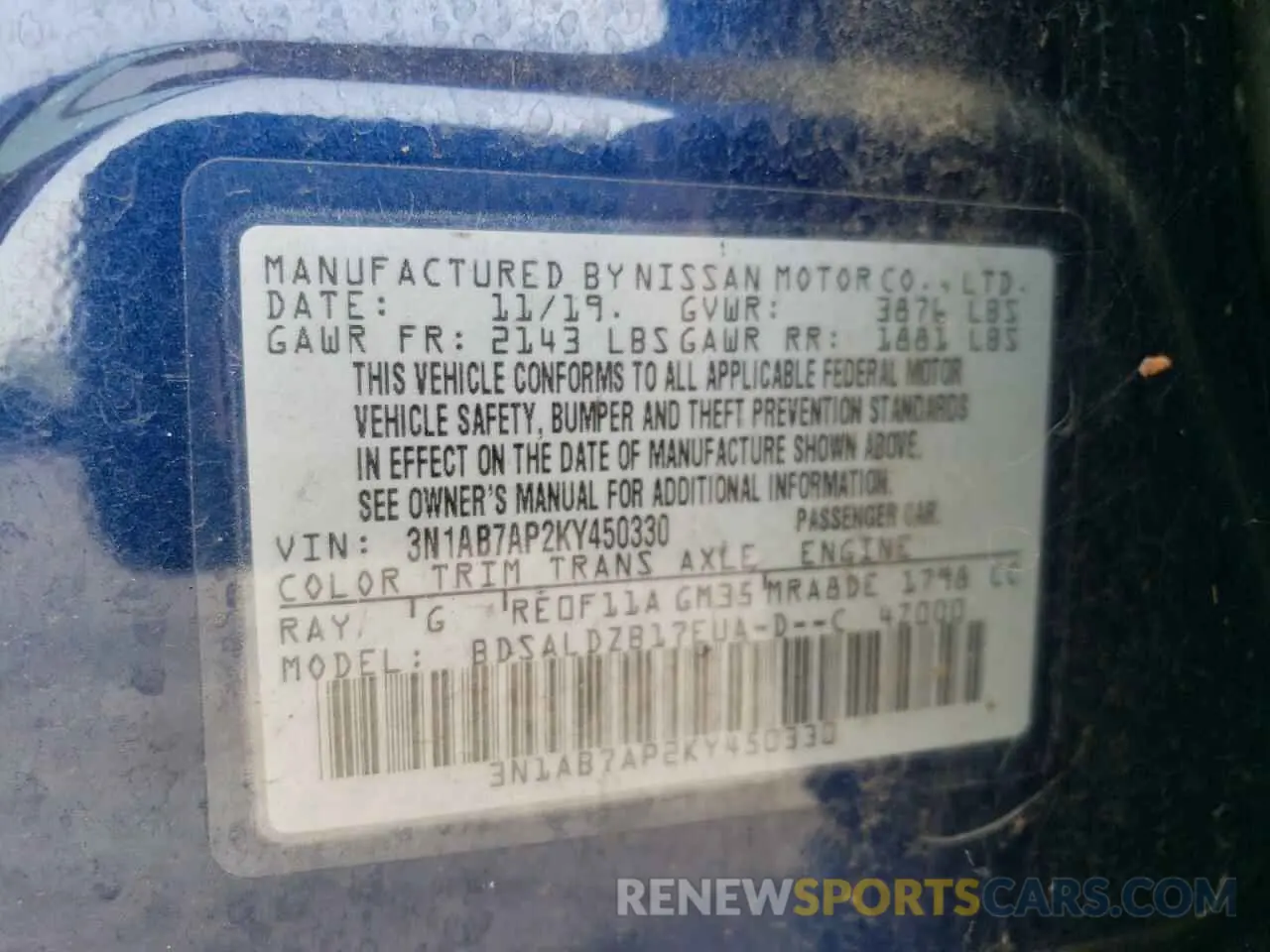 14 Фотография поврежденного автомобиля 3N1AB7AP2KY450330 NISSAN SENTRA 2019