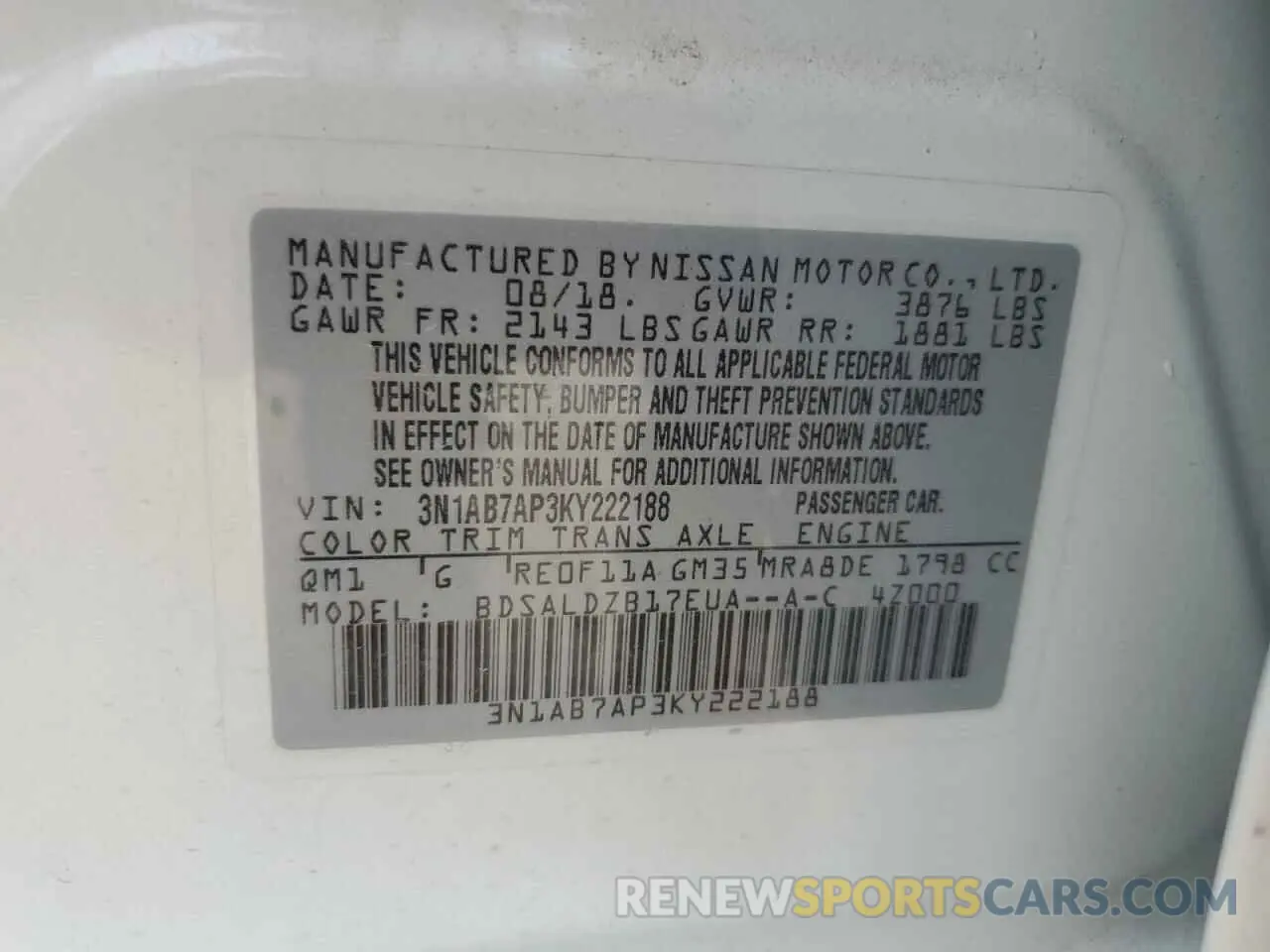 12 Фотография поврежденного автомобиля 3N1AB7AP3KY222188 NISSAN SENTRA 2019