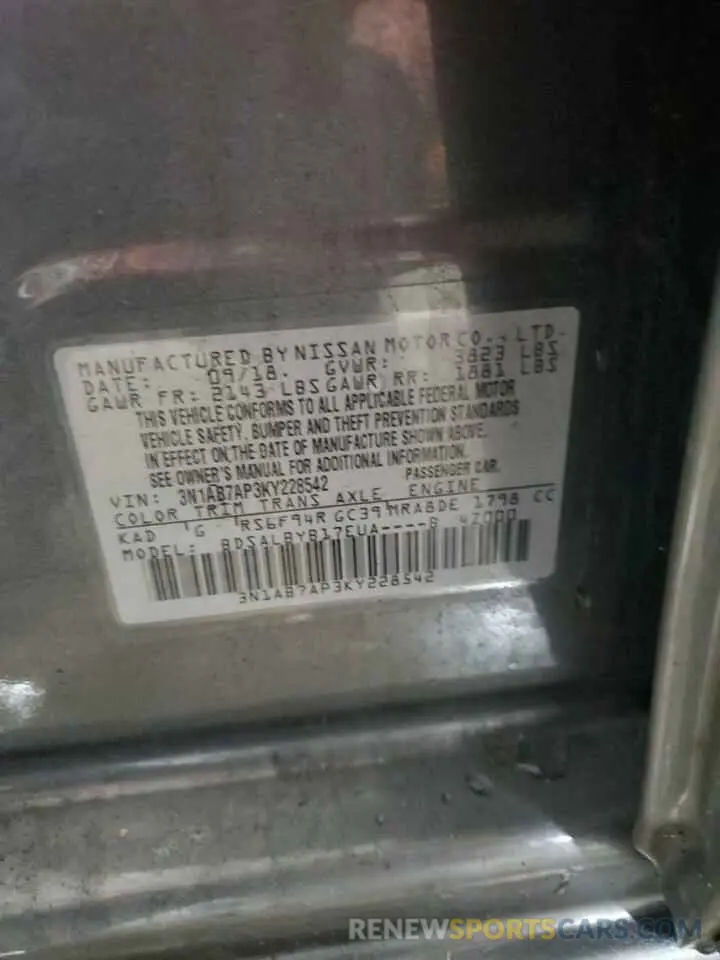 12 Photograph of a damaged car 3N1AB7AP3KY228542 NISSAN SENTRA 2019