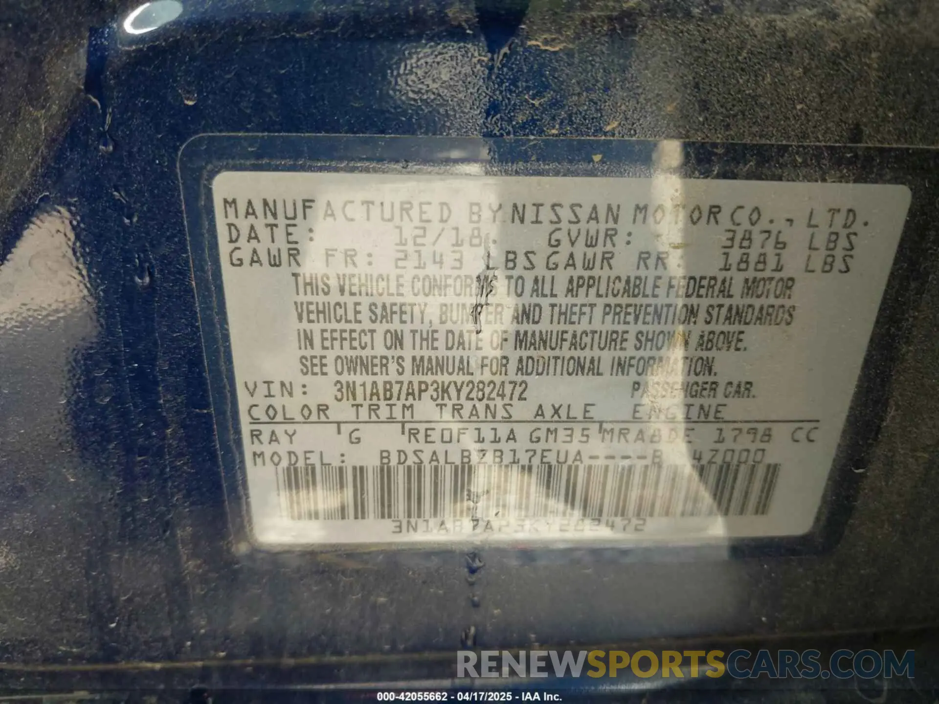 9 Photograph of a damaged car 3N1AB7AP3KY282472 NISSAN SENTRA 2019