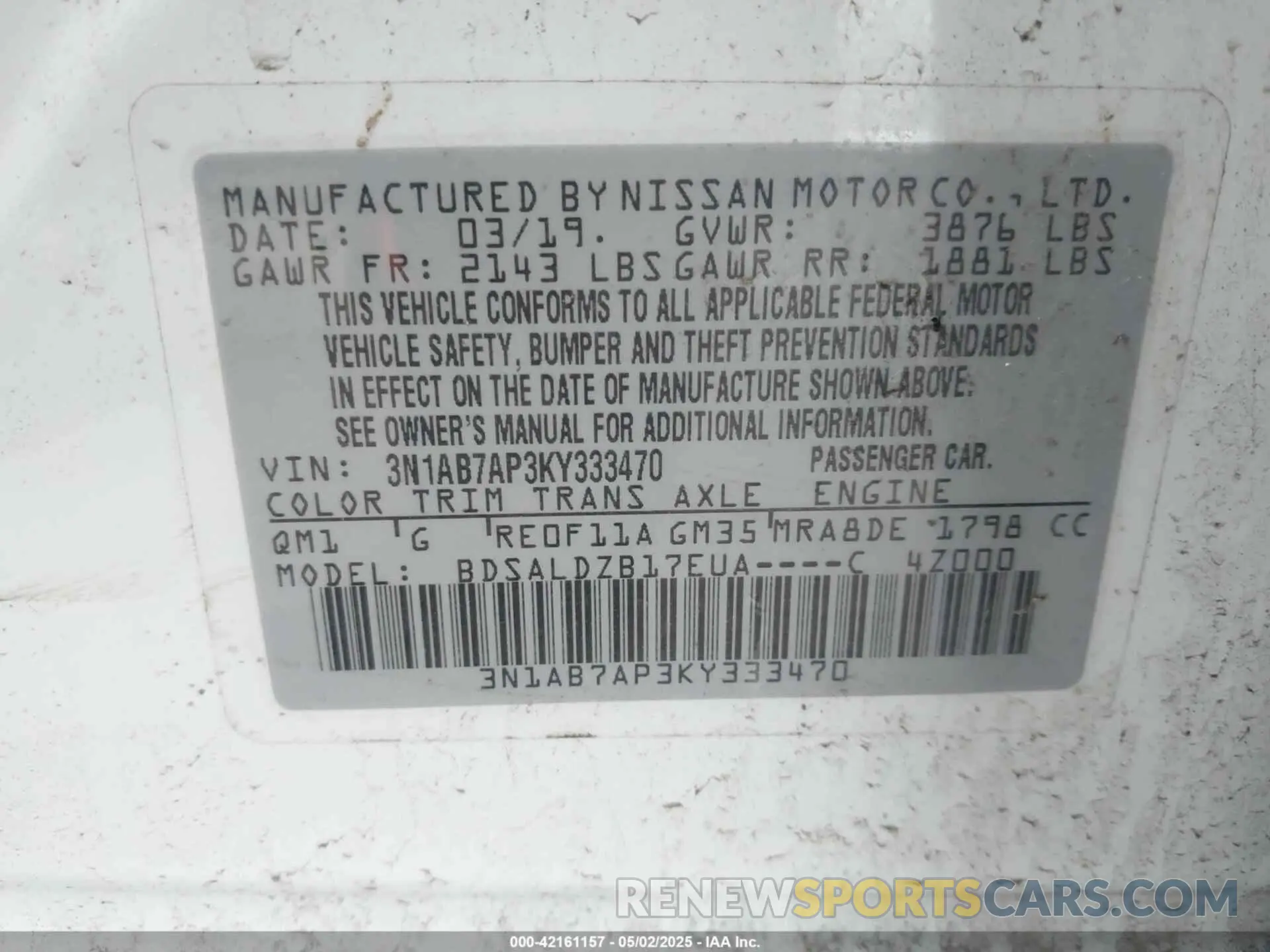 9 Фотография поврежденного автомобиля 3N1AB7AP3KY333470 NISSAN SENTRA 2019