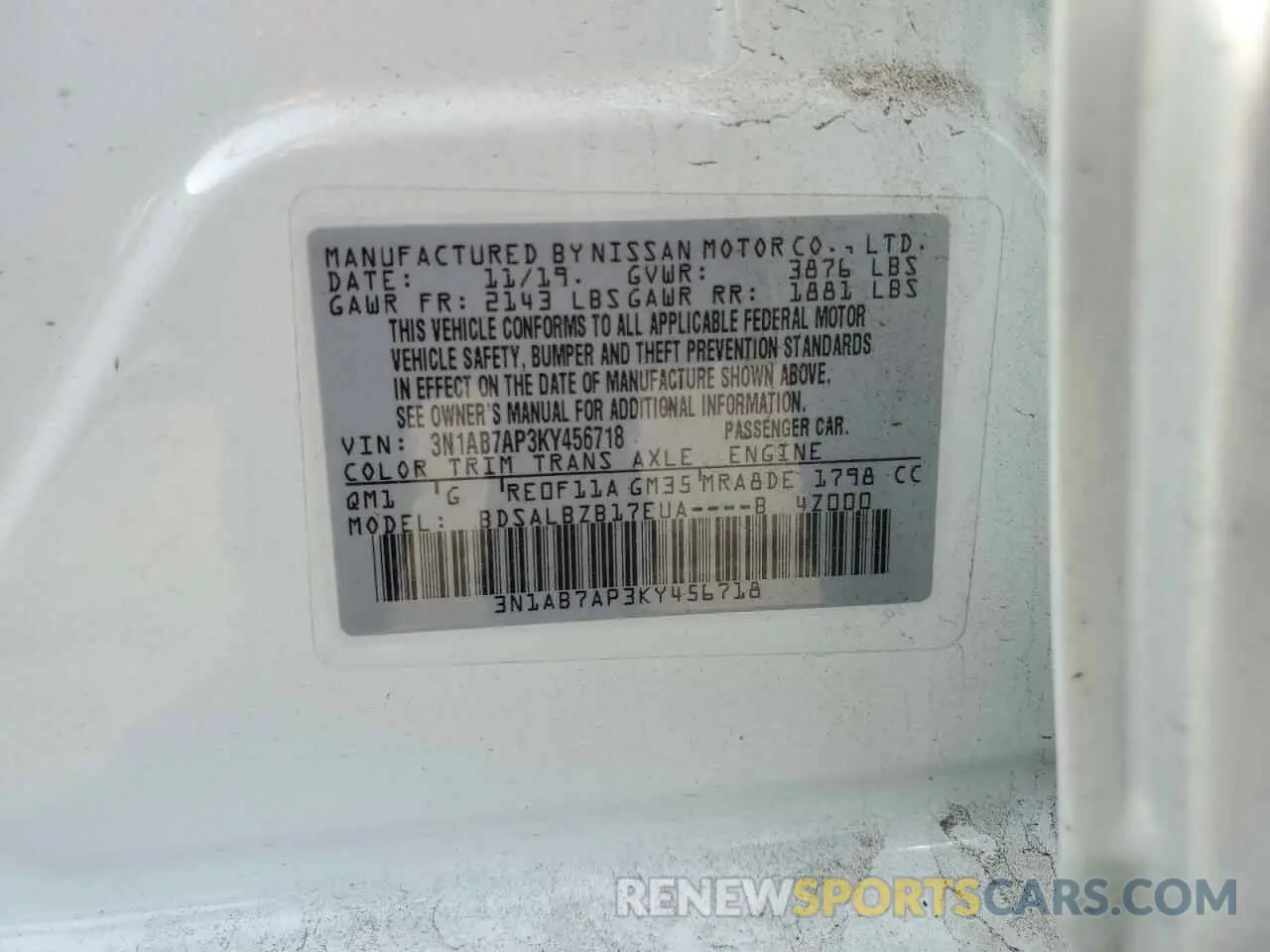14 Photograph of a damaged car 3N1AB7AP3KY456718 NISSAN SENTRA 2019