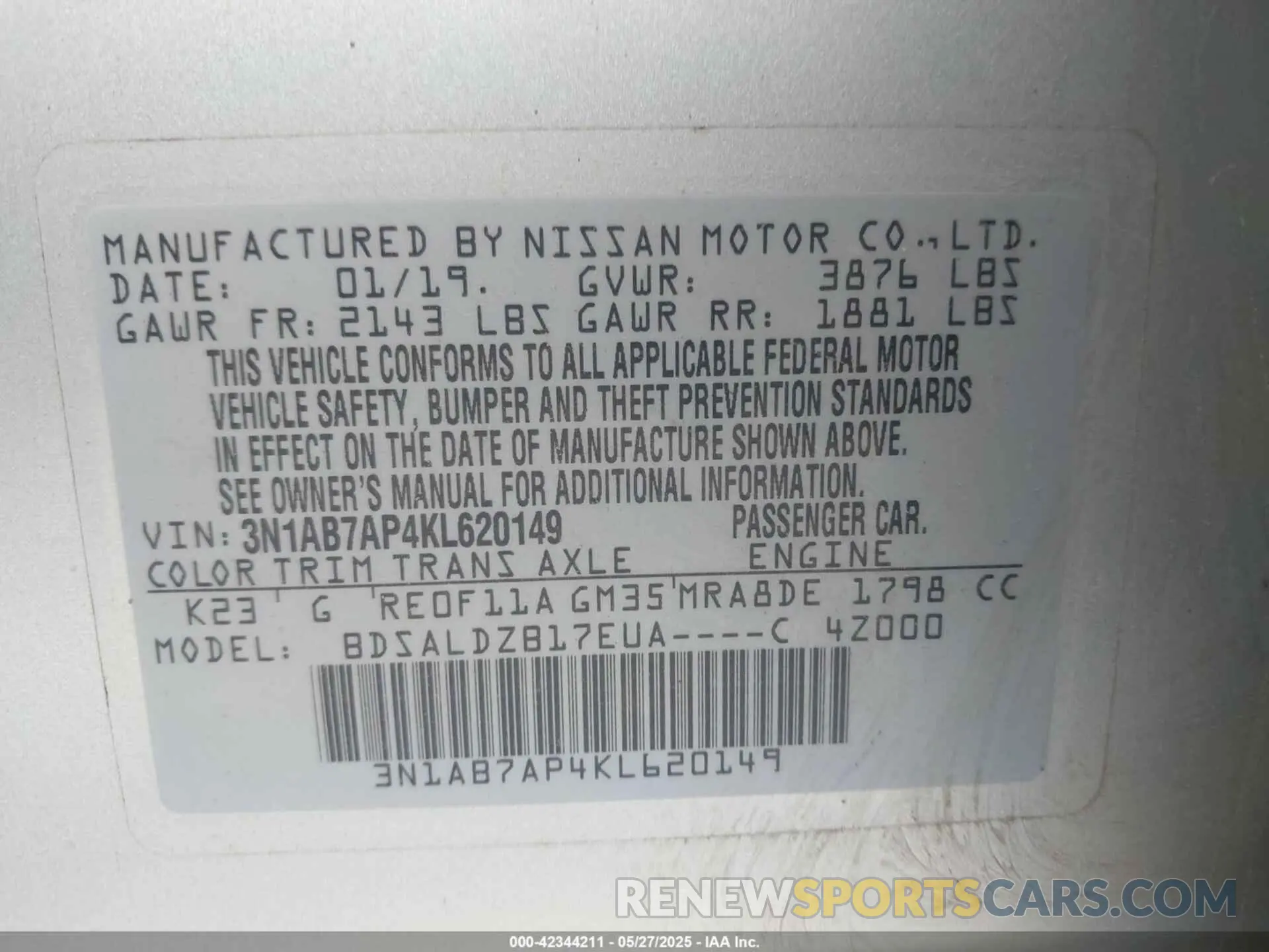 9 Photograph of a damaged car 3N1AB7AP4KL620149 NISSAN SENTRA 2019