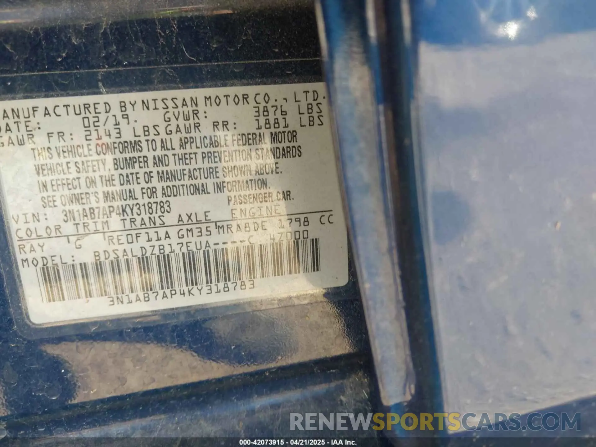 9 Фотография поврежденного автомобиля 3N1AB7AP4KY318783 NISSAN SENTRA 2019